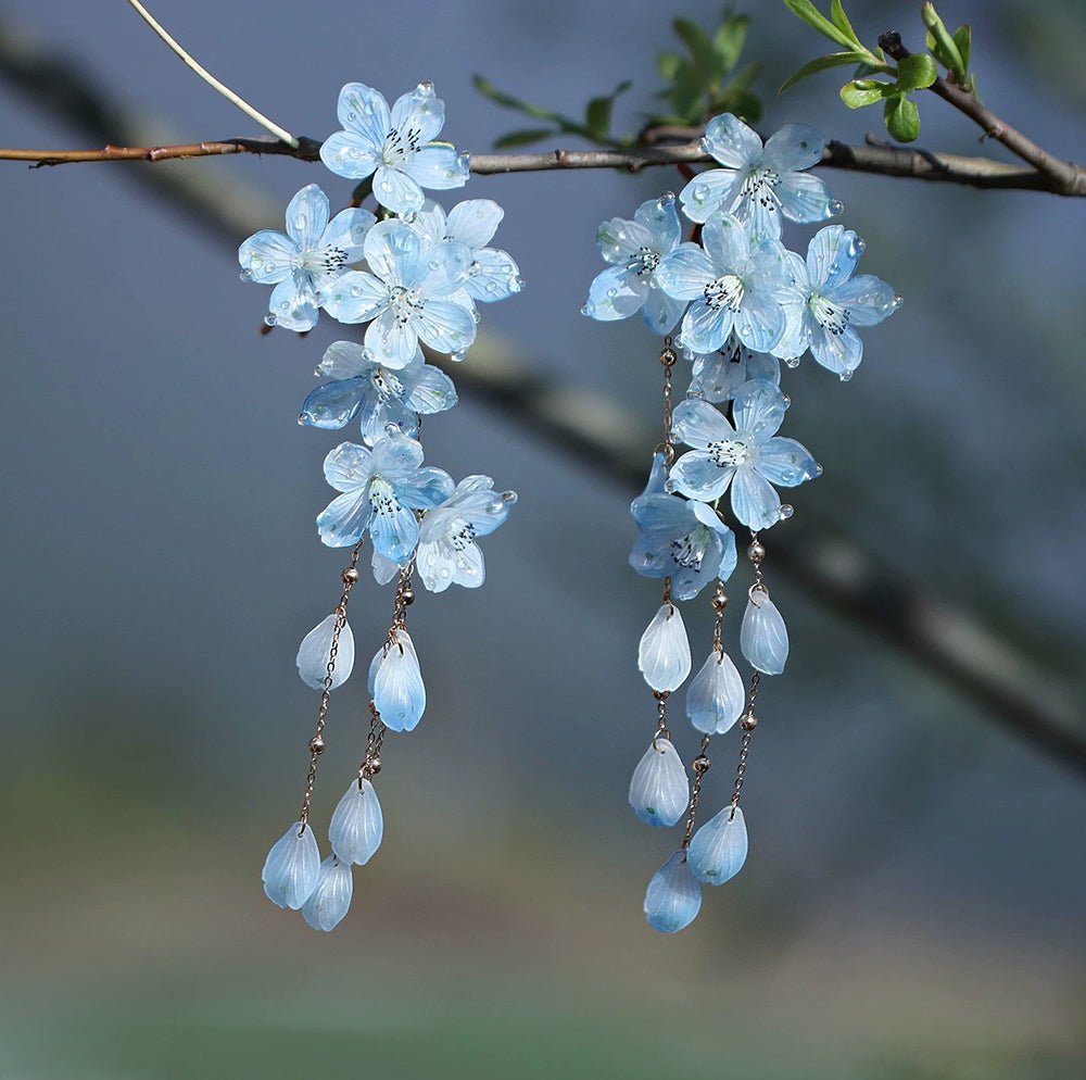 Azure Sakura Tassel Hair ClipHair ClipsJewelryBlossomuniqueflowerearringsgiftforhermothergiftdaughtergiftbirthdaygiftanniversarygift