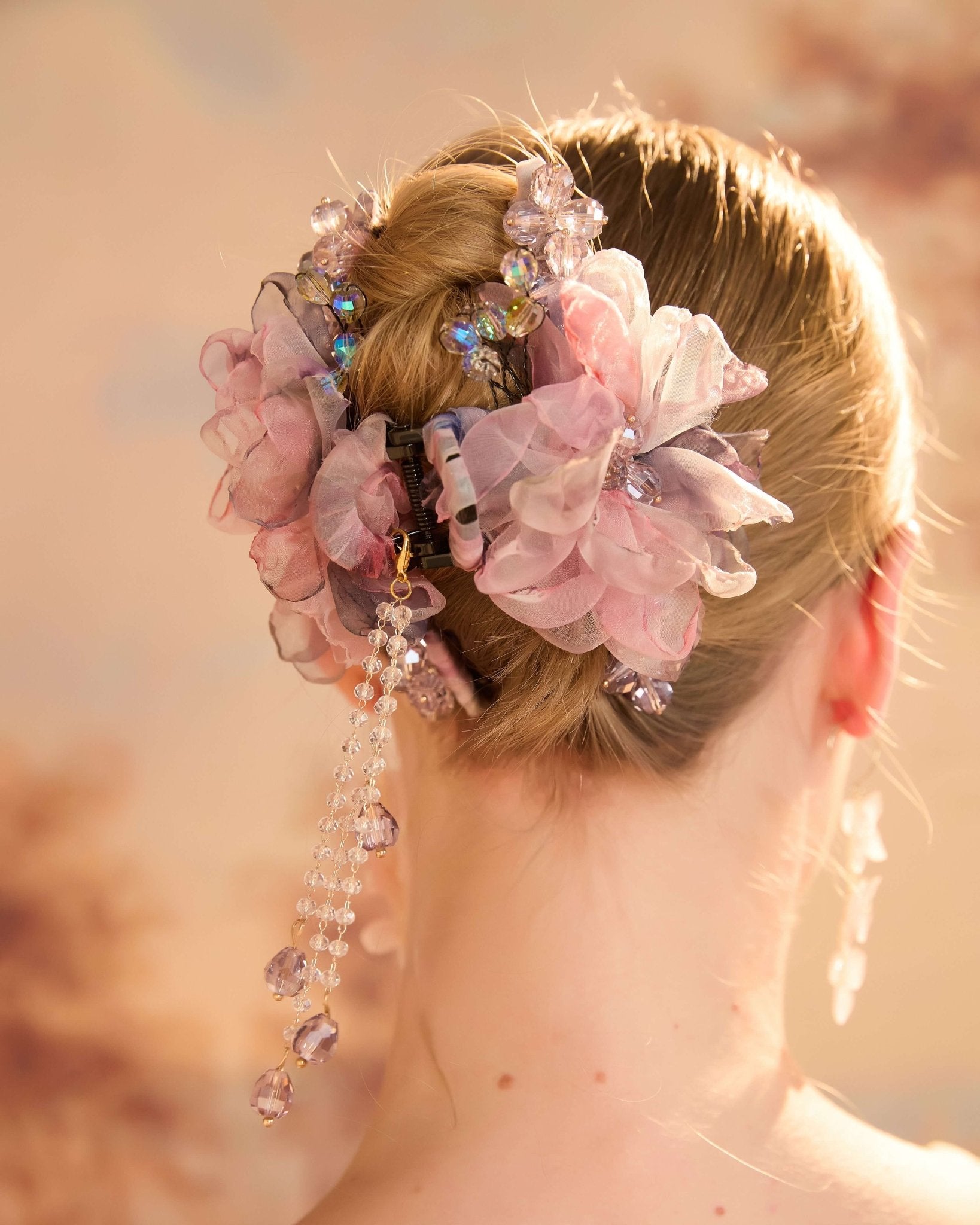 Ballet Rose Chiffon Tassel Bloom Claw hair claws JewelryBlossom flowerjewelry weddingjewelry bridaljewelry weddinggift bridemaidgiftgiftforher mothergift daughtergift birthdaygift anniversarygi