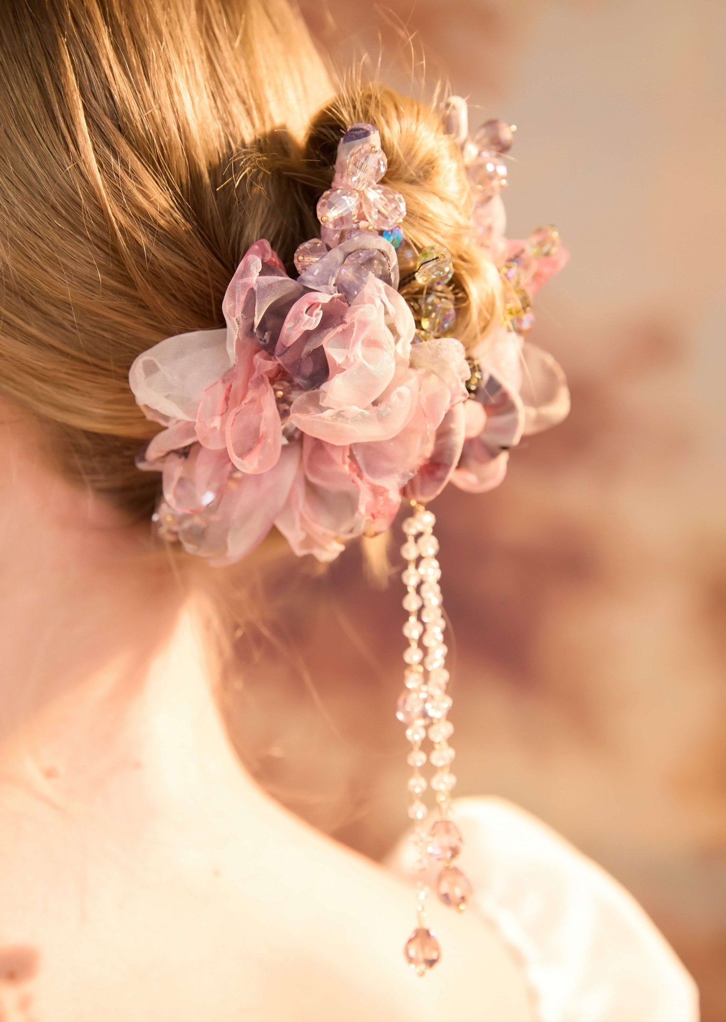 Ballet Rose Chiffon Tassel Bloom Claw hair claws JewelryBlossom flowerjewelry weddingjewelry bridaljewelry weddinggift bridemaidgiftgiftforher mothergift daughtergift birthdaygift anniversarygi