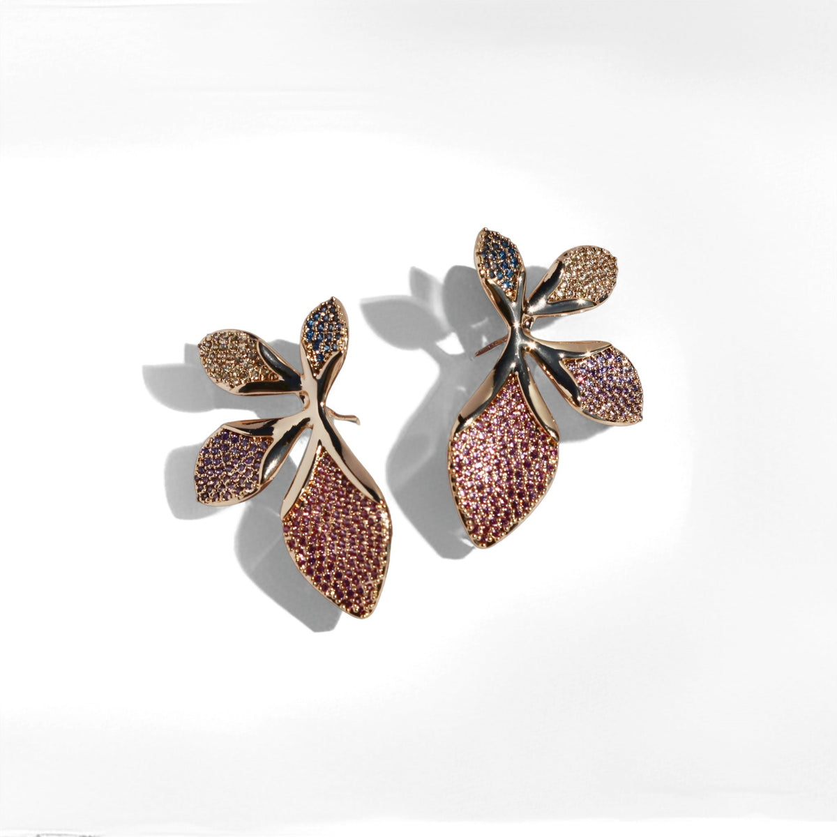 Berry Orchid Pavé Petal Statement Earrings Earrings JewelryBlossom #flowerjewelry# #weddingjewelry# #bridaljewelry# #weddinggift# #bridemaidgift##giftforher# #mothergift# #daughtergift# #birthdaygift# #anniversarygi