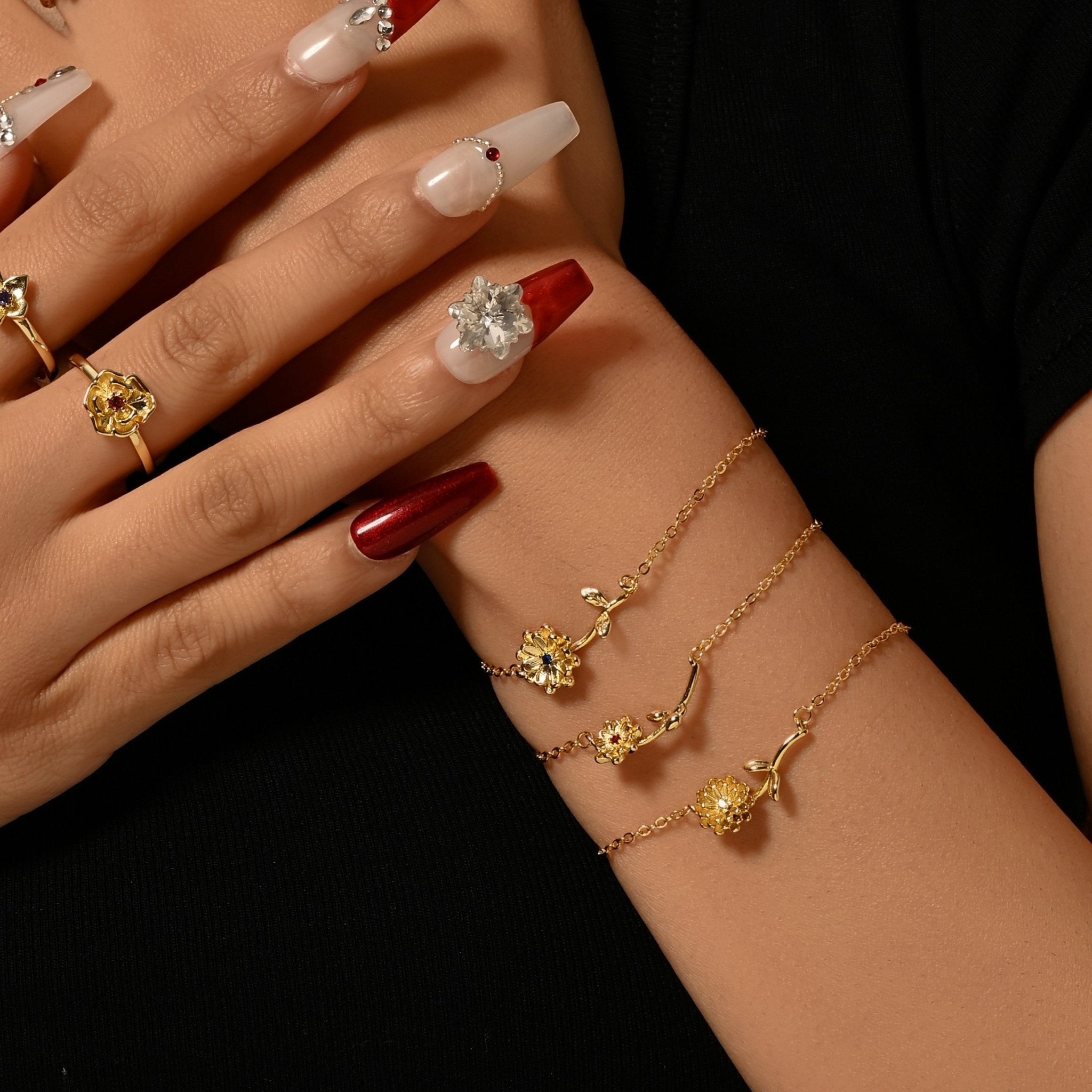 Birth Month Flowers & Birthstone BraceletsBraceletJewelryBlossomuniqueflowerearringsgiftforhermothergiftdaughtergiftbirthdaygiftanniversarygift