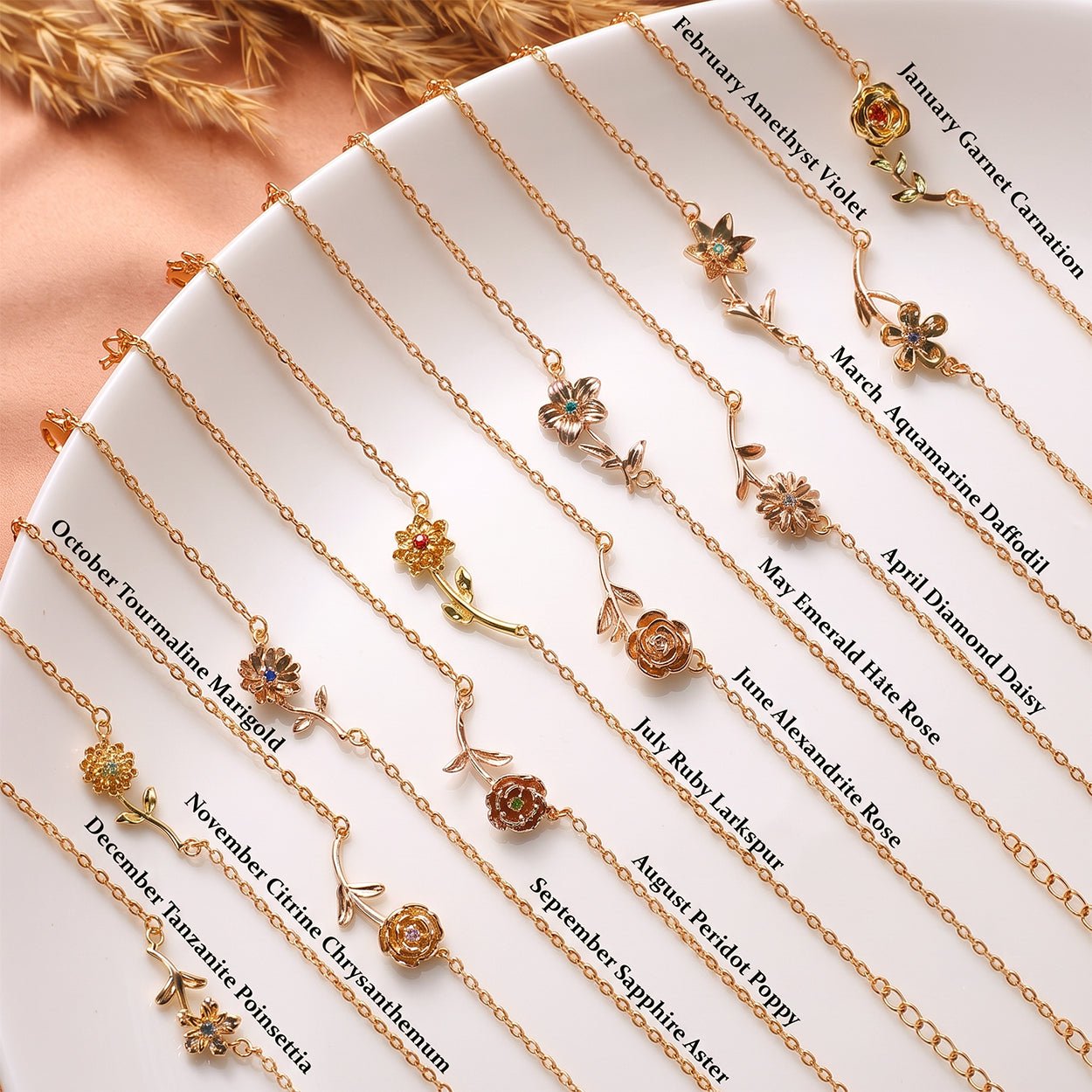 Birth Month Flowers & Birthstone Bracelets Bracelet JewelryBlossom flowerjewelry weddingjewelry bridaljewelry weddinggift bridemaidgiftgiftforher mothergift daughtergift birthdaygift anniversarygi
