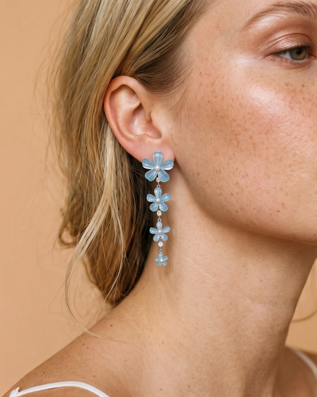Aqua Sakura Shimmer Cascade Earrings
