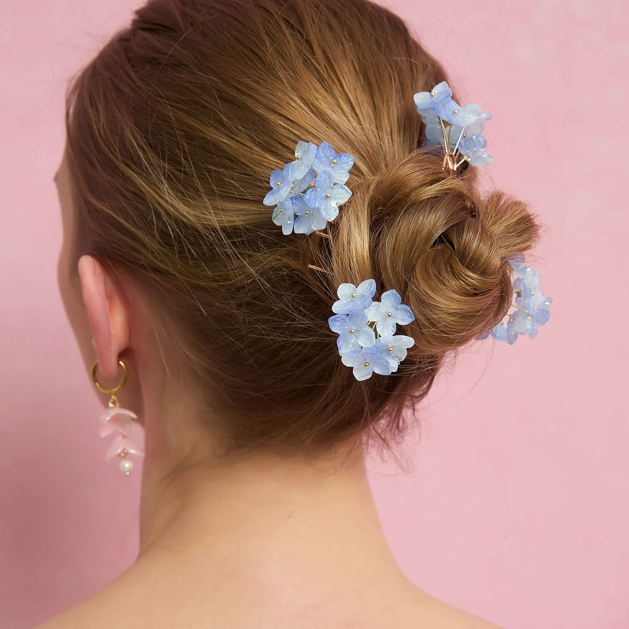Azure Mist Hydrangea Hair Pins 4-Piece Set