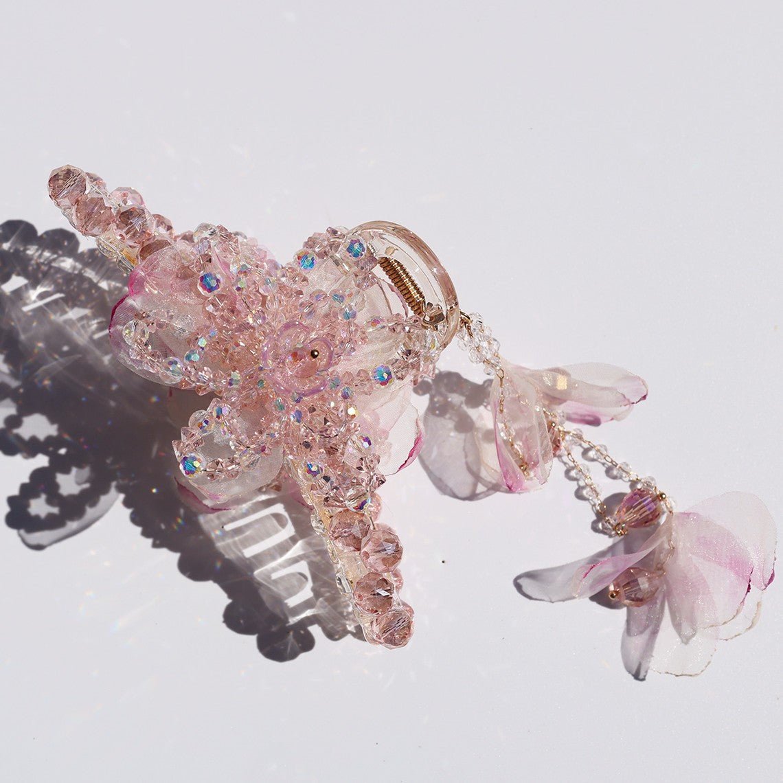 Blush Crystal Bloom Tassel Claw hair claws JewelryBlossom flowerjewelry weddingjewelry bridaljewelry weddinggift bridemaidgiftgiftforher mothergift daughtergift birthdaygift anniversarygi