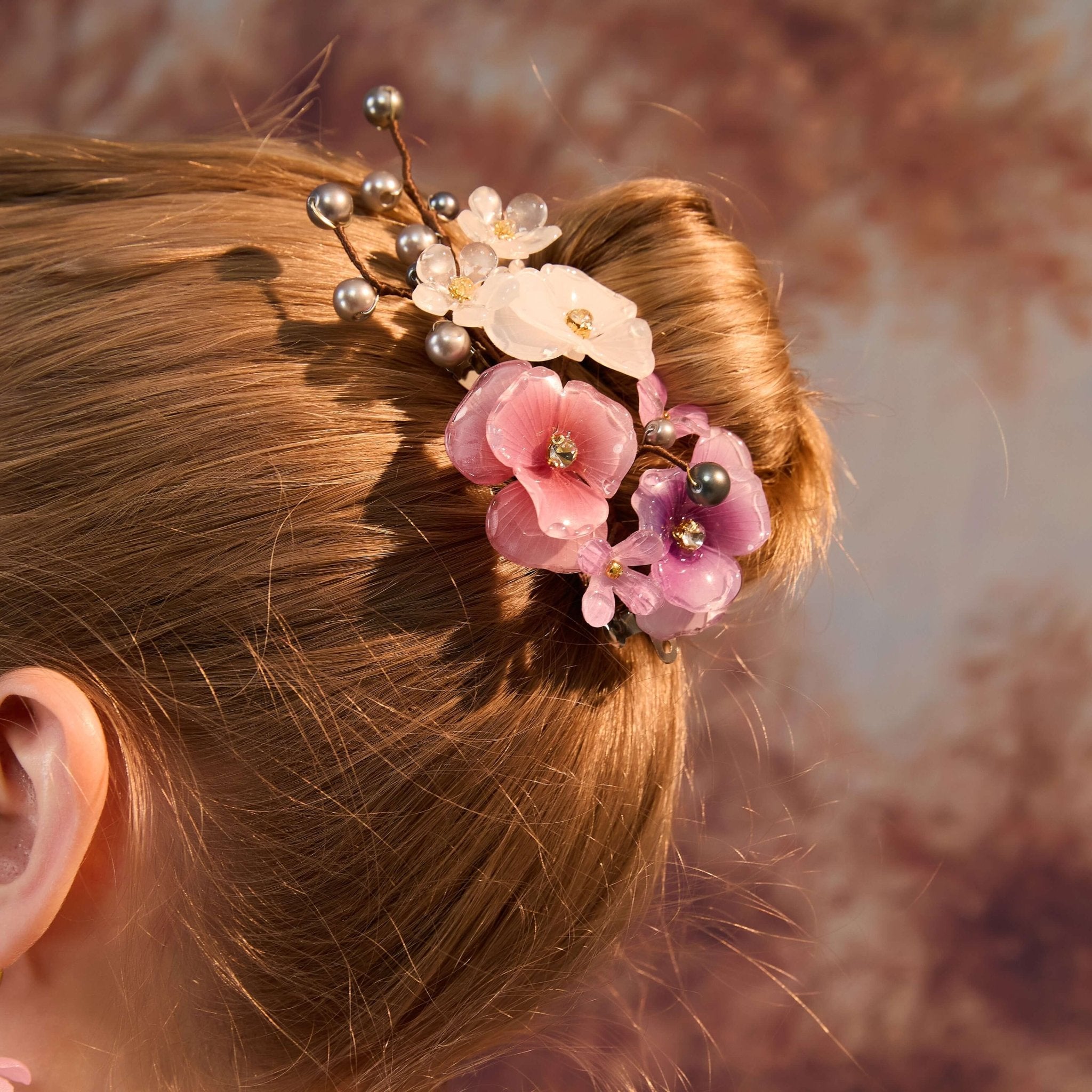 Blush Orchid Garden Barrette Hair ClipHAIRJewelryBlossomuniqueflowerearringsgiftforhermothergiftdaughtergiftbirthdaygiftanniversarygift