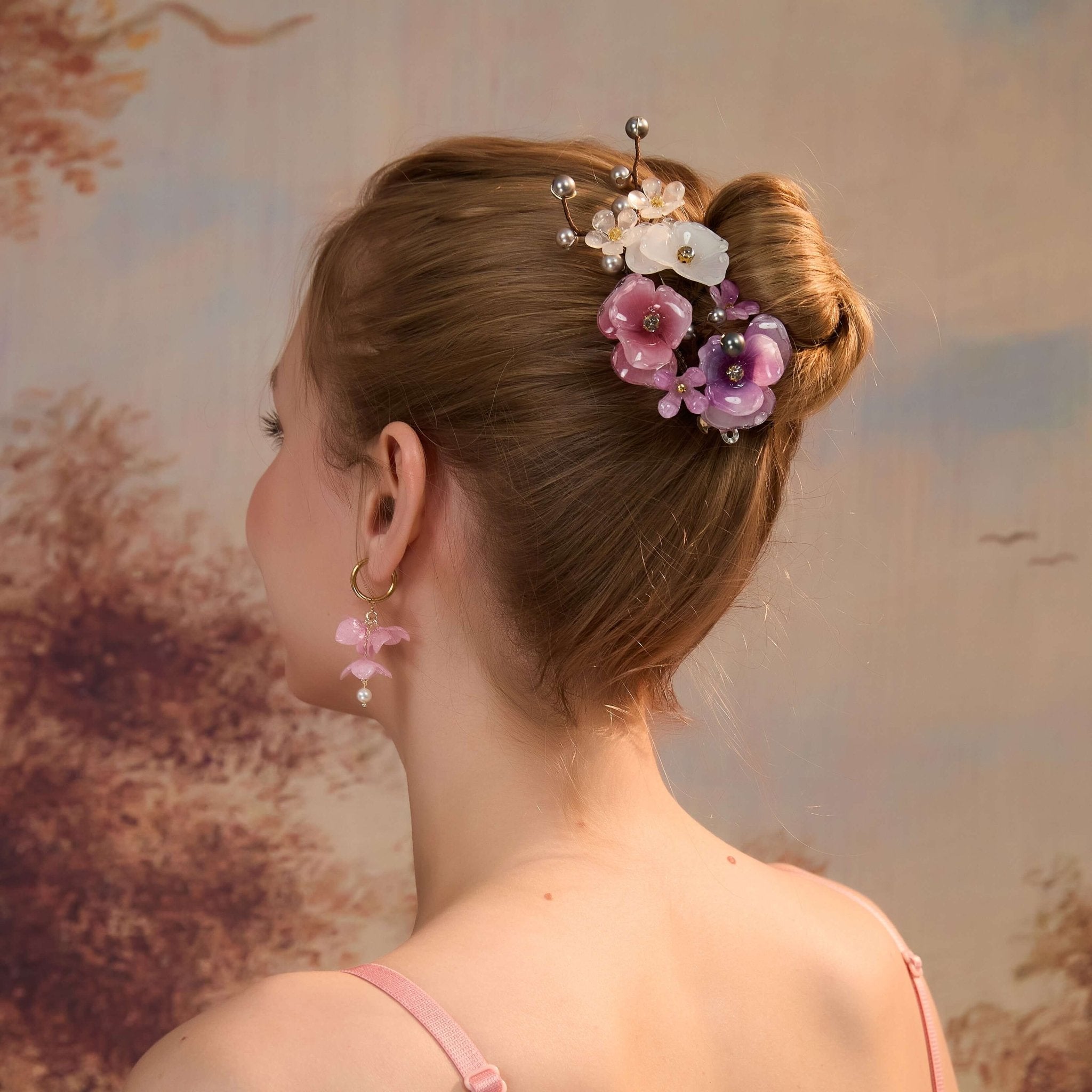 Blush Orchid Garden Barrette Hair ClipHAIRJewelryBlossomuniqueflowerearringsgiftforhermothergiftdaughtergiftbirthdaygiftanniversarygift