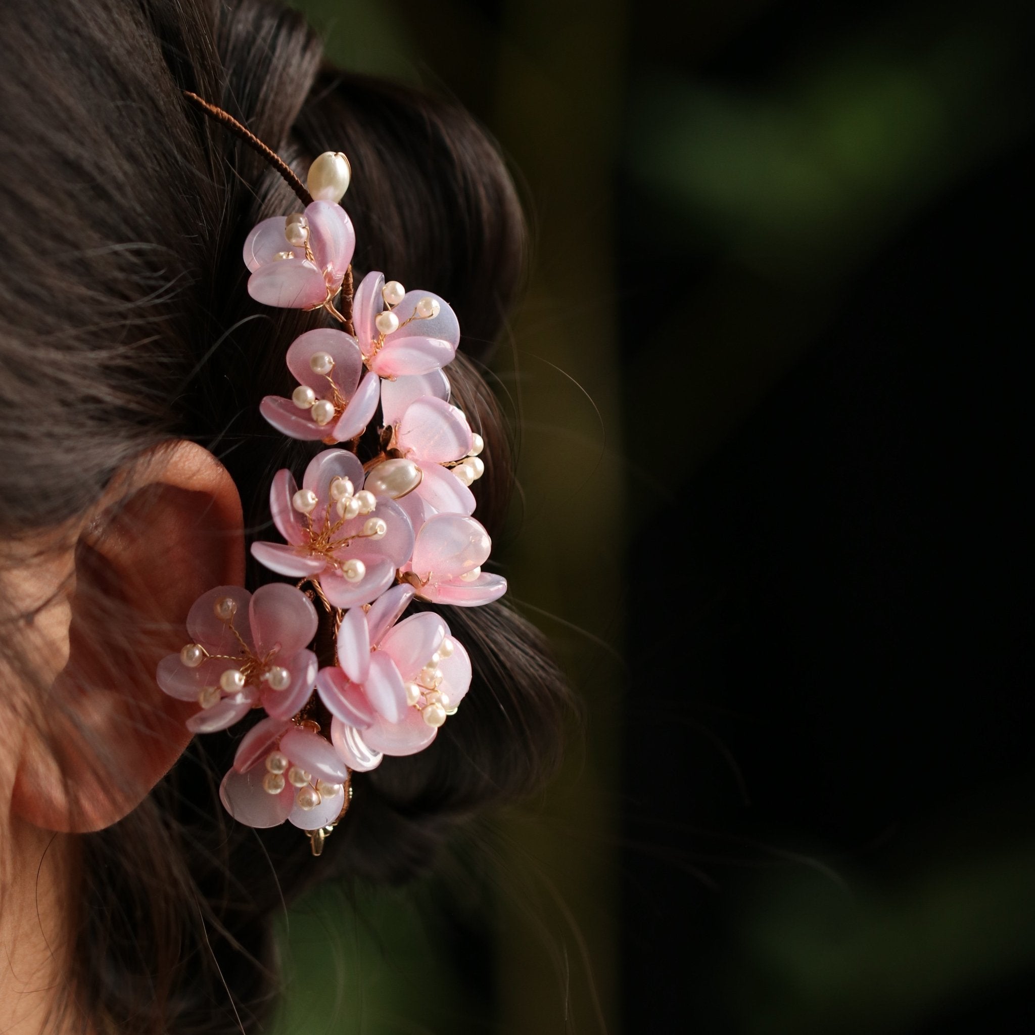 Blush Petal Rain Hair ClipHair ClipsJewelryBlossomuniqueflowerearringsgiftforhermothergiftdaughtergiftbirthdaygiftanniversarygift