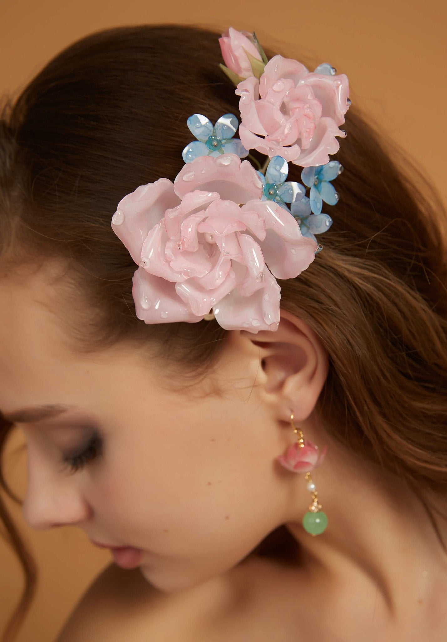 Blush Rose Bluebell Flower Hair ClipHair ClipsJewelryBlossomuniqueflowerearringsgiftforhermothergiftdaughtergiftbirthdaygiftanniversarygift