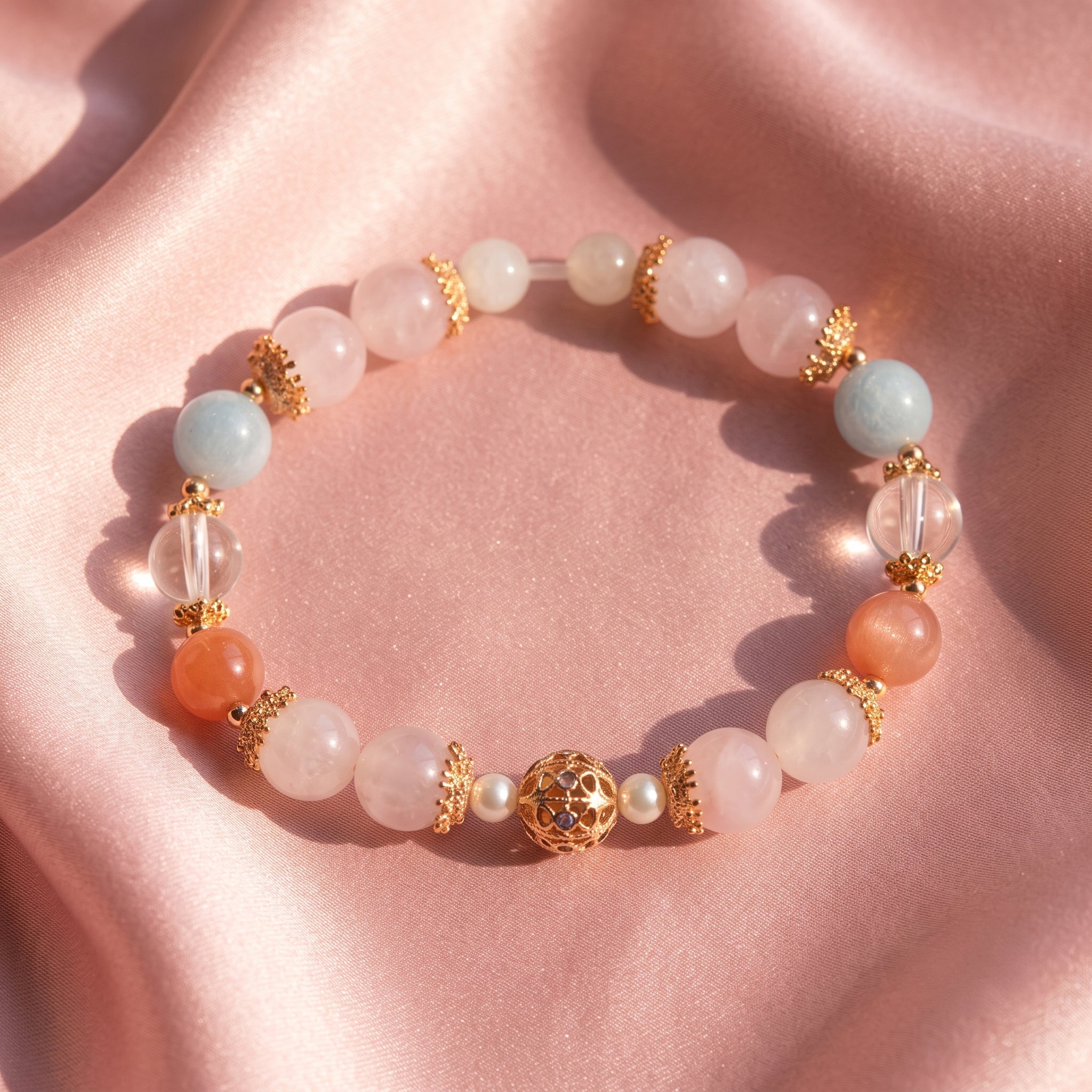 Blush Rose Quartz Crystal Bracelet/ Final Sale Bracelet JewelryBlossom flowerjewelry weddingjewelry bridaljewelry weddinggift bridemaidgiftgiftforher mothergift daughtergift birthdaygift anniversarygi