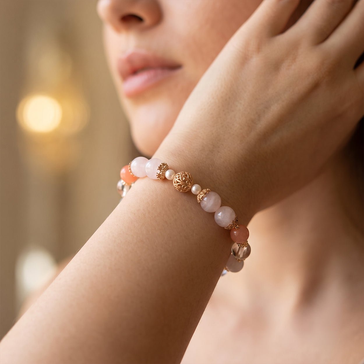 Blush Rose Quartz Crystal Bracelet/ Final Sale Bracelet JewelryBlossom flowerjewelry weddingjewelry bridaljewelry weddinggift bridemaidgiftgiftforher mothergift daughtergift birthdaygift anniversarygi