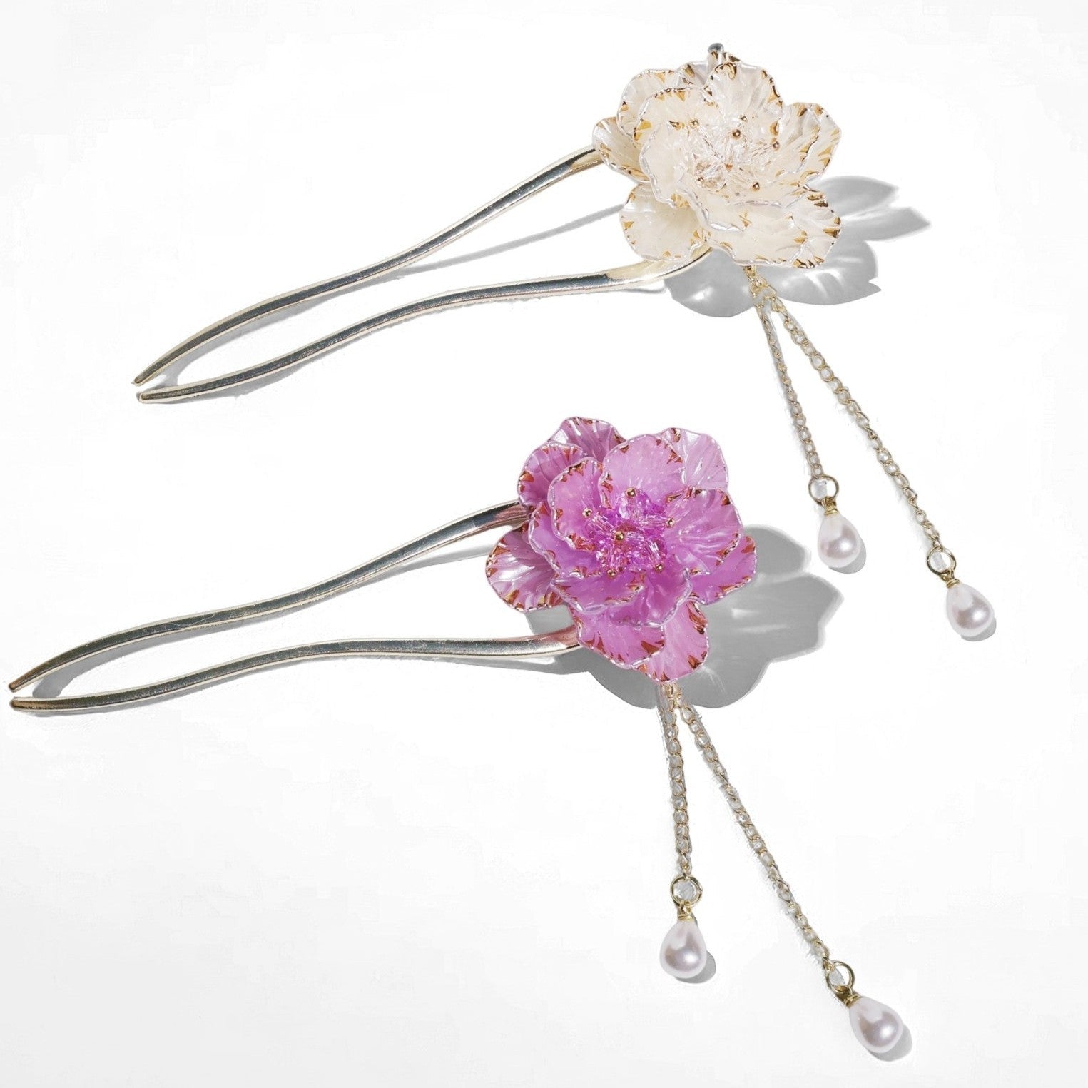 Camellia Flower French Pin 2 - Piece SetHAIRJewelryBlossomuniqueflowerearringsgiftforhermothergiftdaughtergiftbirthdaygiftanniversarygift
