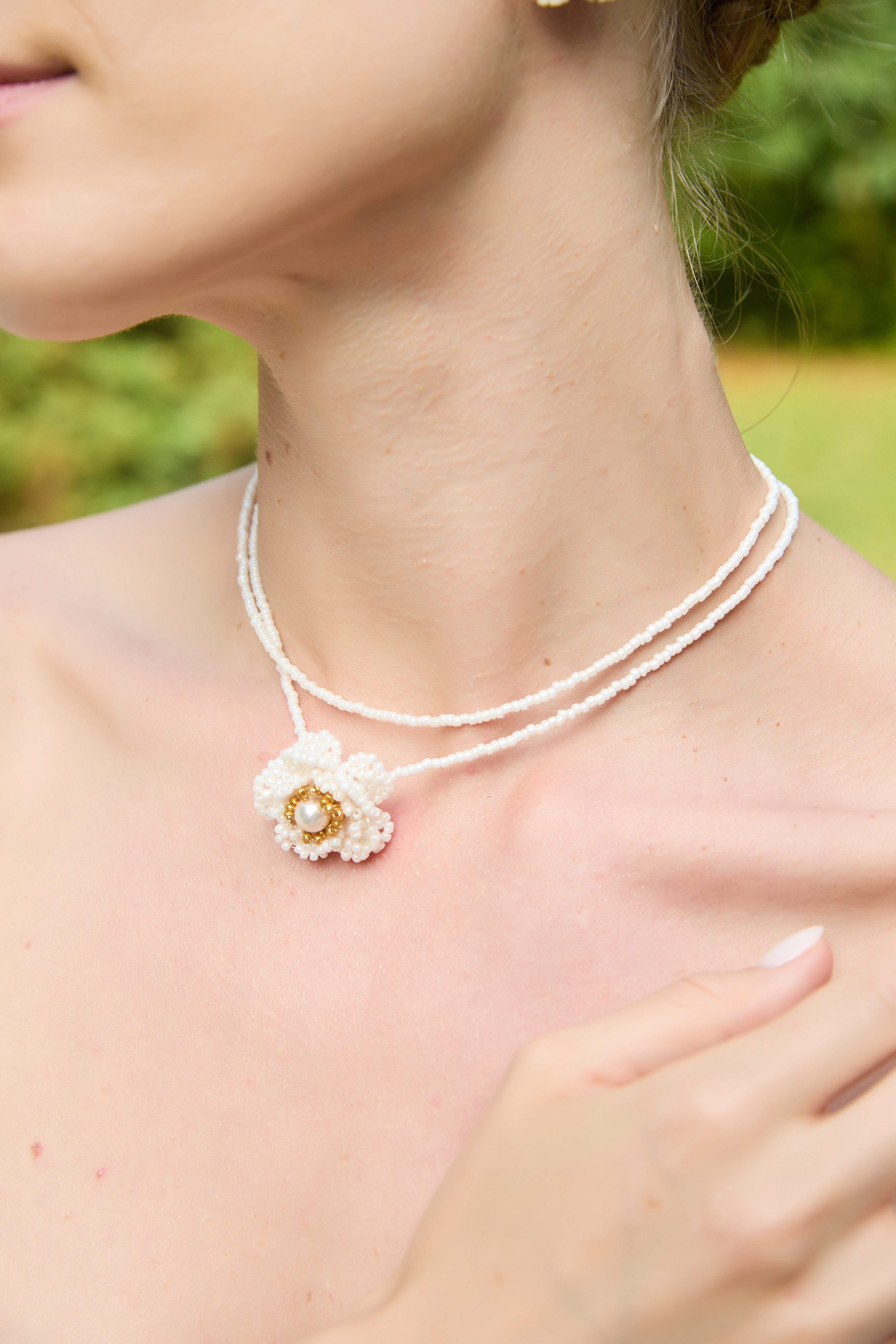 Camellia Pearl Beaded Necklace