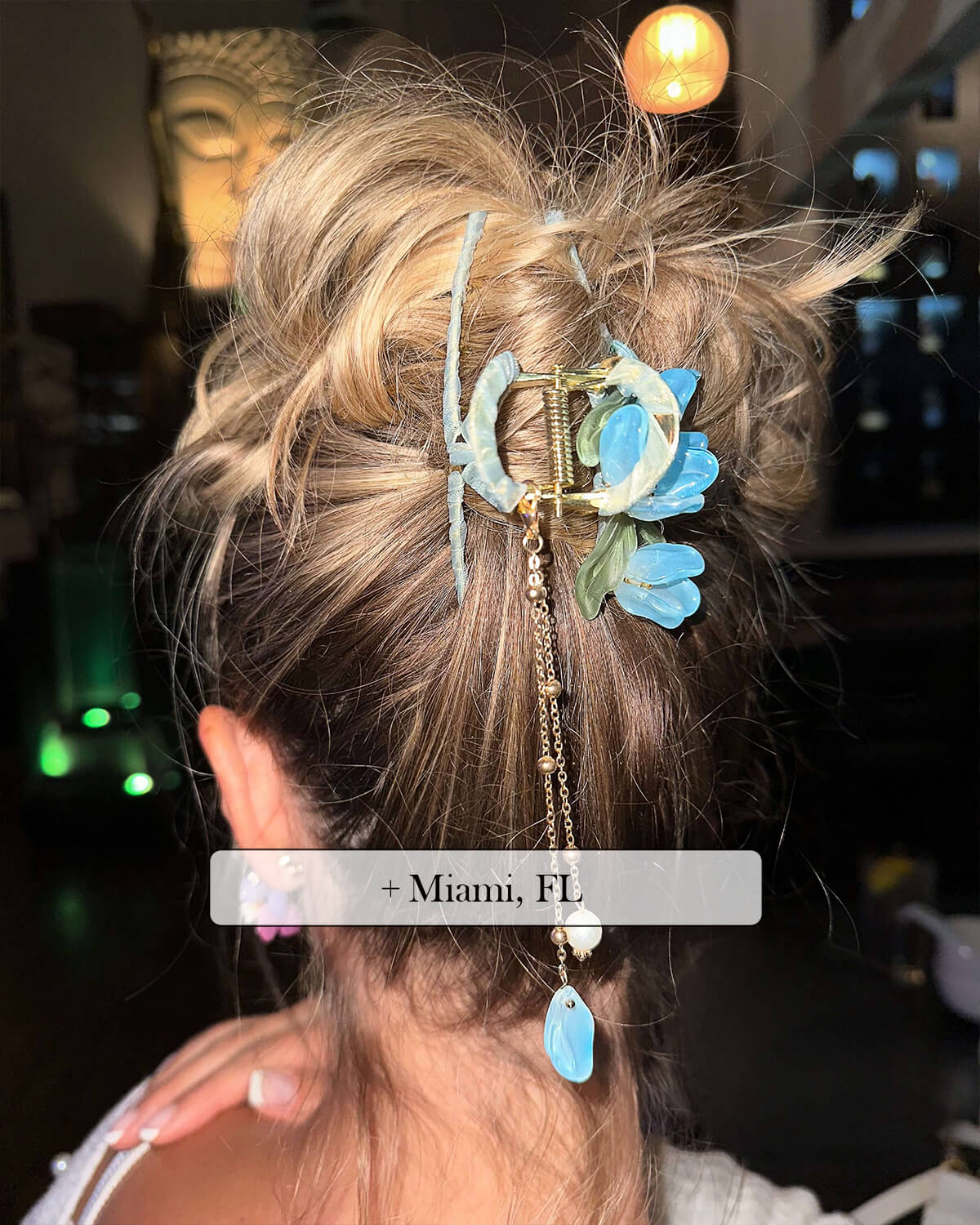 Celestial Blue Floral Hair ClawHAIRJewelryBlossomuniqueflowerearringsgiftforhermothergiftdaughtergiftbirthdaygiftanniversarygift