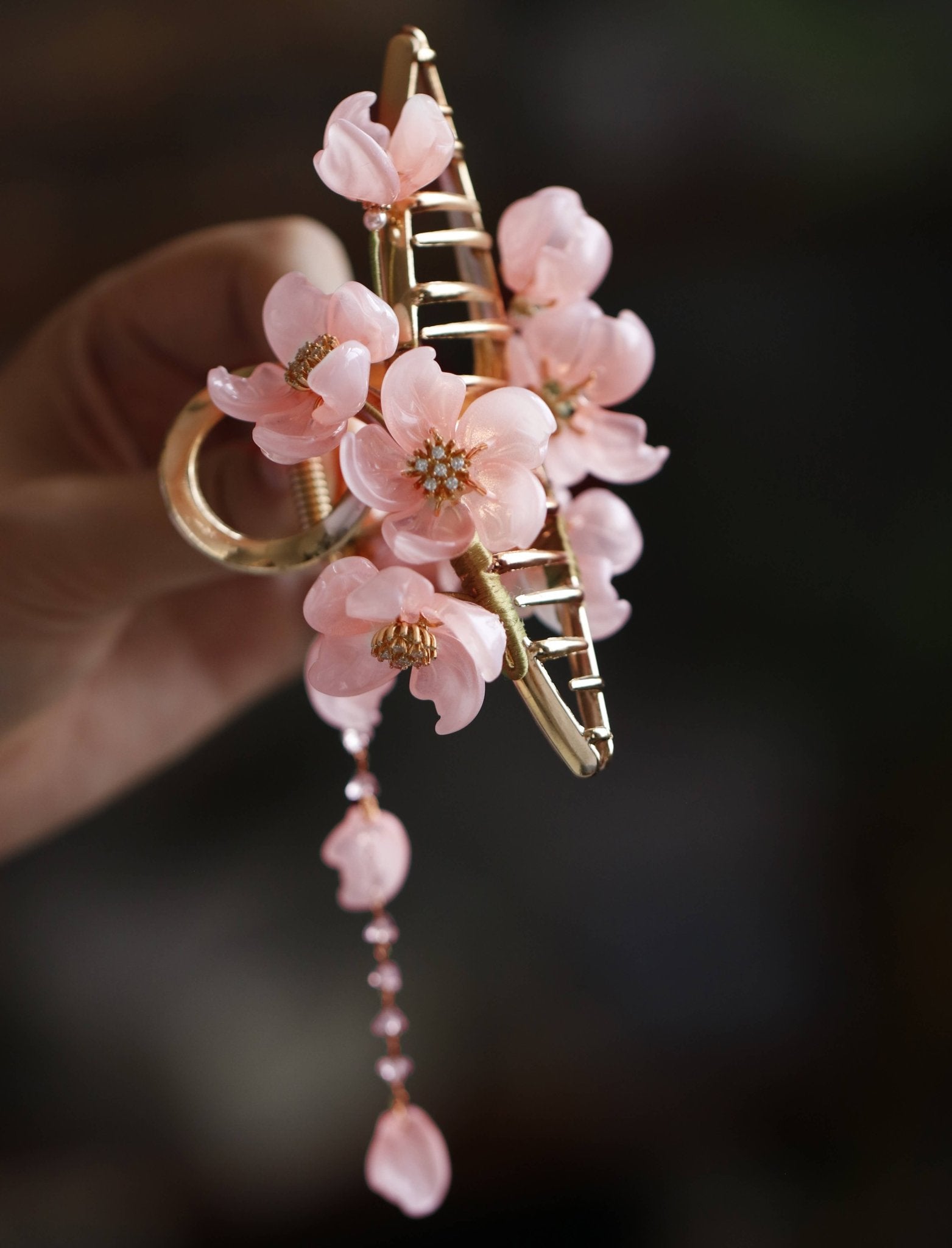 Cherry Blossom Crystal Hair Clawhair clawsJewelryBlossomuniqueflowerearringsgiftforhermothergiftdaughtergiftbirthdaygiftanniversarygift