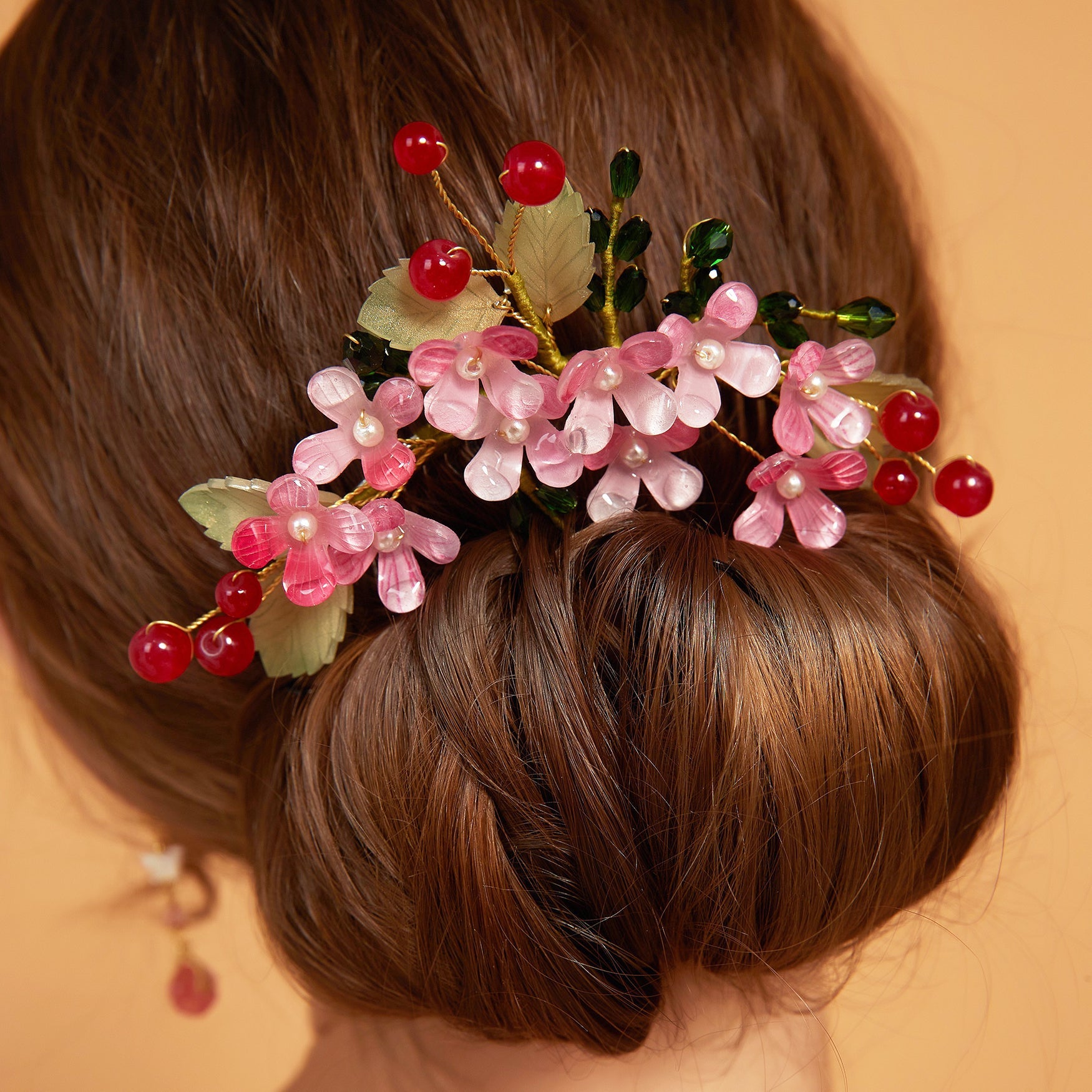 Cherry Blossom Garden Hair CombHair ClipsJewelryBlossomuniqueflowerearringsgiftforhermothergiftdaughtergiftbirthdaygiftanniversarygift