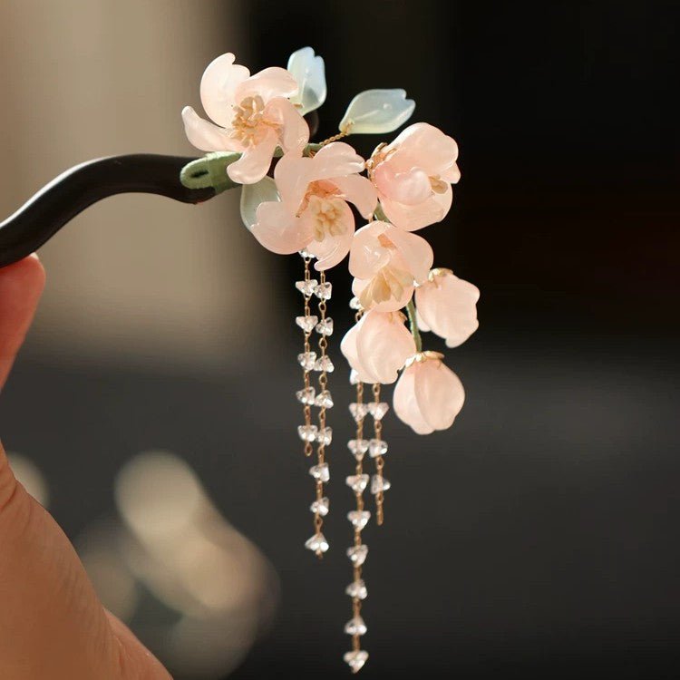 Cherry Blossom Tassel Hair StickHAIRJewelryBlossomuniqueflowerearringsgiftforhermothergiftdaughtergiftbirthdaygiftanniversarygift