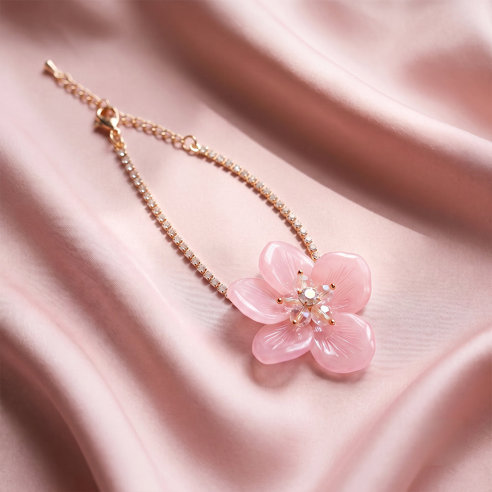 Pink Cherry Blossom Crystal Bracelet