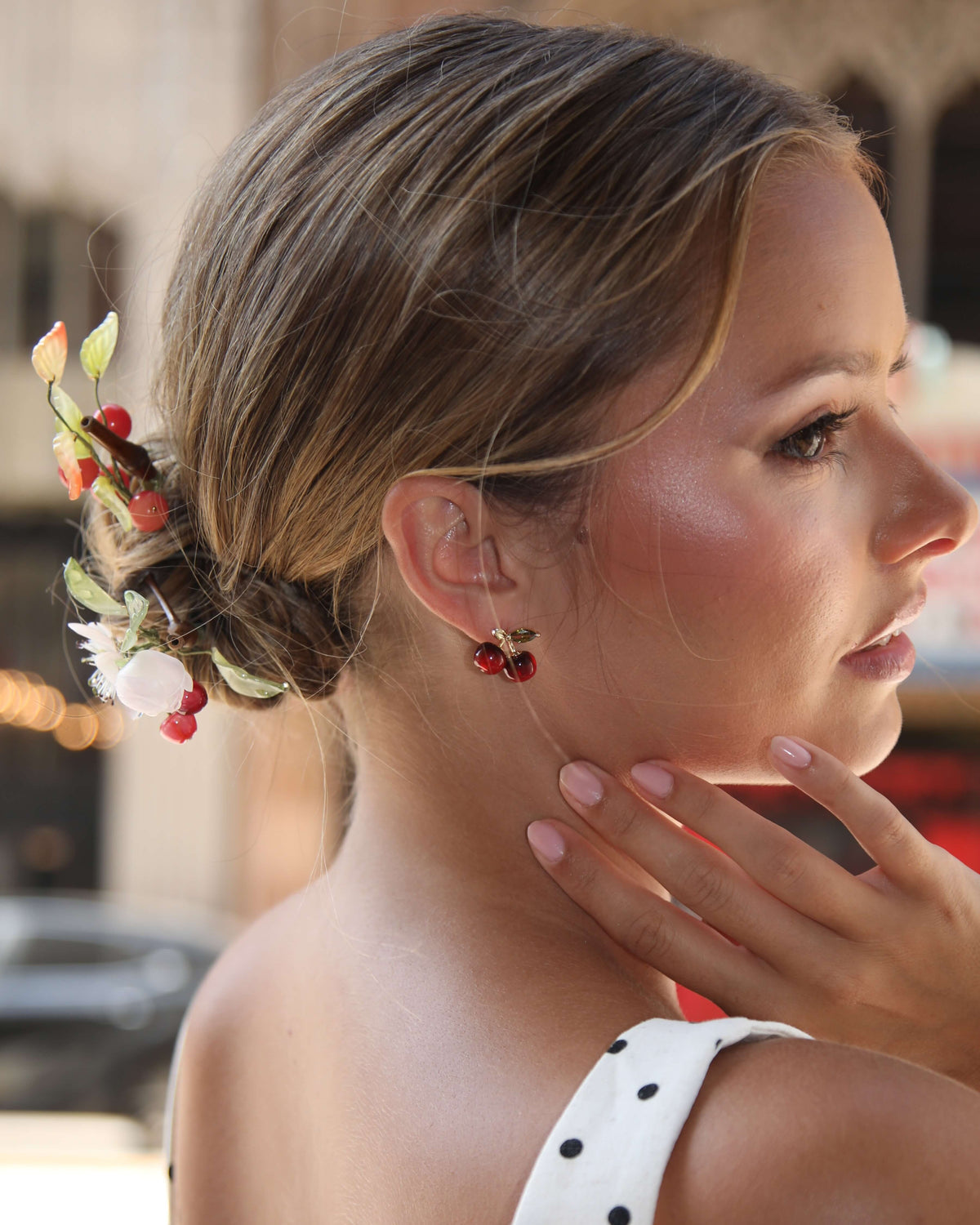 Ruby Orchard Cherry Stud Earrings