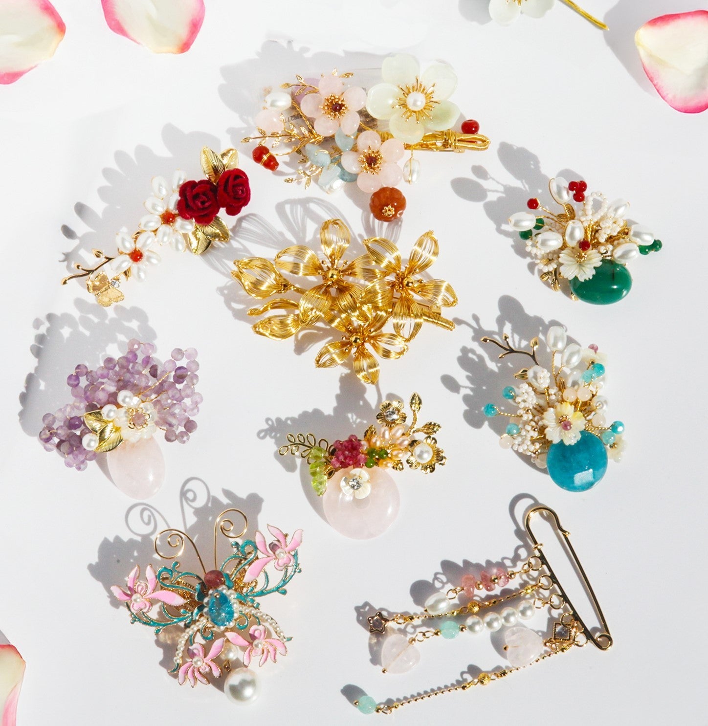 Crystal Garden Flower Brooch/ Final SalebroochJewelryBlossomuniqueflowerearringsgiftforhermothergiftdaughtergiftbirthdaygiftanniversarygift