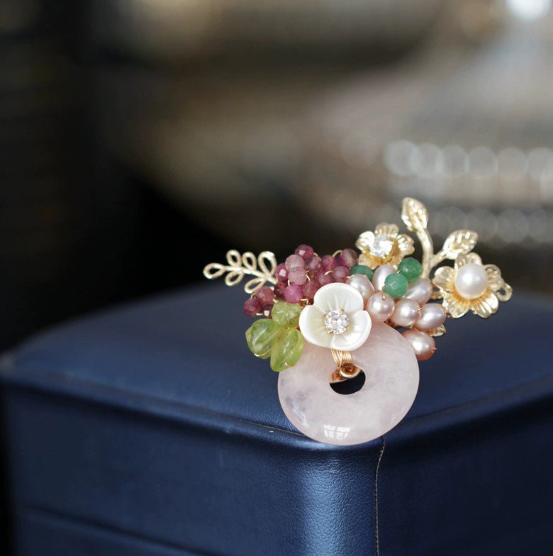 Crystal Garden Pearl Flower Brooch/ Final SalebroochJewelryBlossomuniqueflowerearringsgiftforhermothergiftdaughtergiftbirthdaygiftanniversarygift