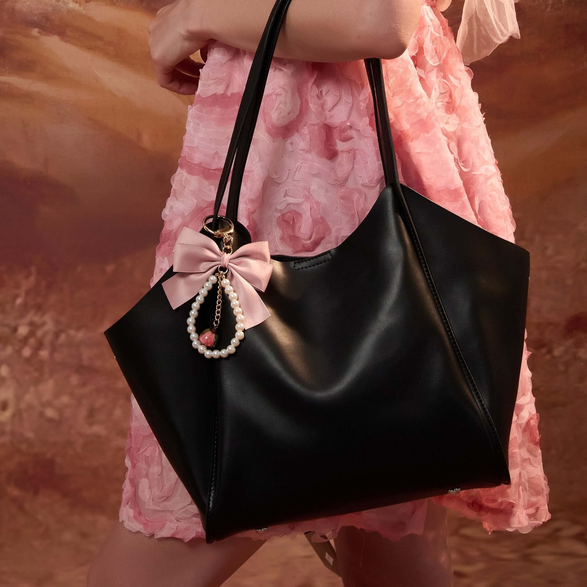 Crystal Pearl Real Rose Bowtie Bag CharmbroochJewelryBlossomuniqueflowerearringsgiftforhermothergiftdaughtergiftbirthdaygiftanniversarygift