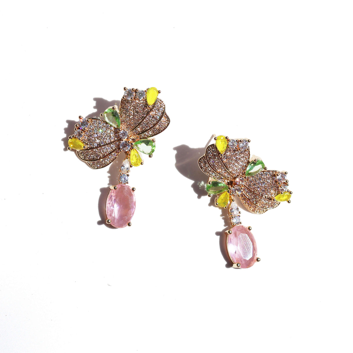 Lemon & Lime Garden Butterfly Drop Earrings