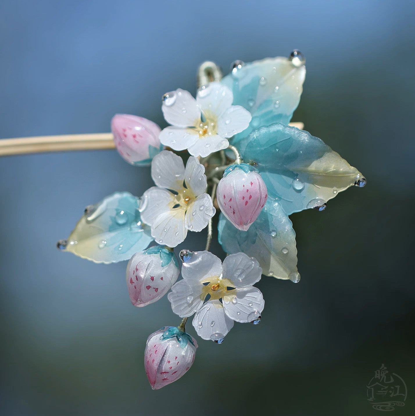 Dewdrop Berry Blossom Hair ClipHair ClipsJewelryBlossomuniqueflowerearringsgiftforhermothergiftdaughtergiftbirthdaygiftanniversarygift