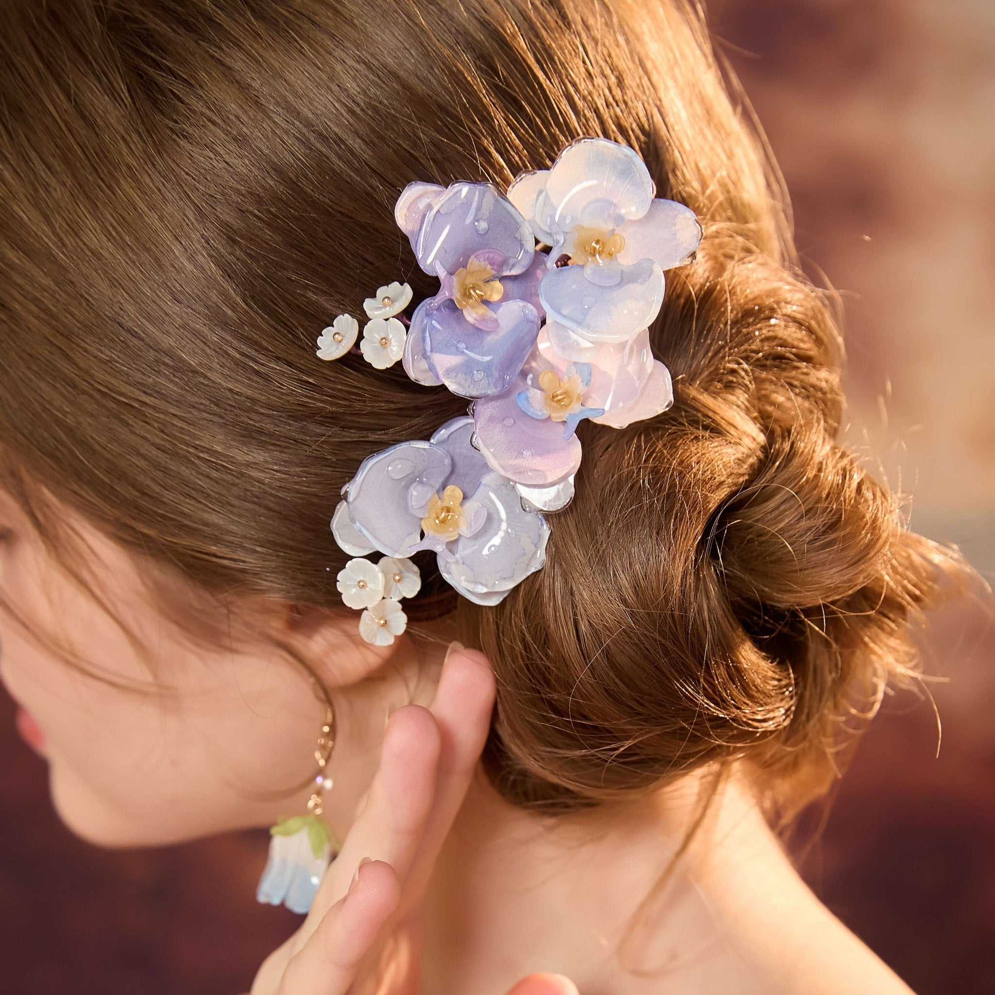 Dream Orchid Garden Hair ClipHair ClipsJewelryBlossomuniqueflowerearringsgiftforhermothergiftdaughtergiftbirthdaygiftanniversarygift