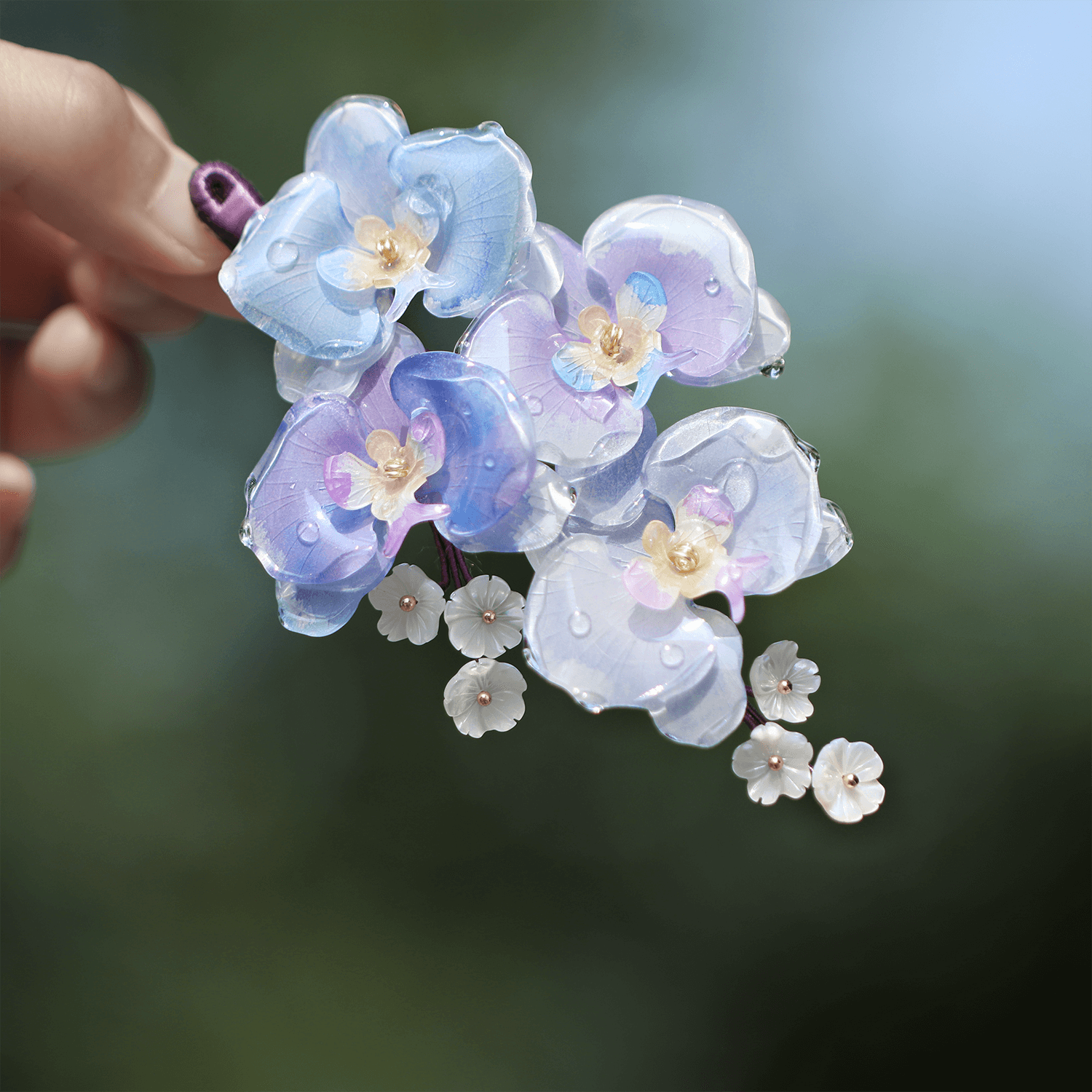 Dream Orchid Garden Hair ClipHair ClipsJewelryBlossomuniqueflowerearringsgiftforhermothergiftdaughtergiftbirthdaygiftanniversarygift