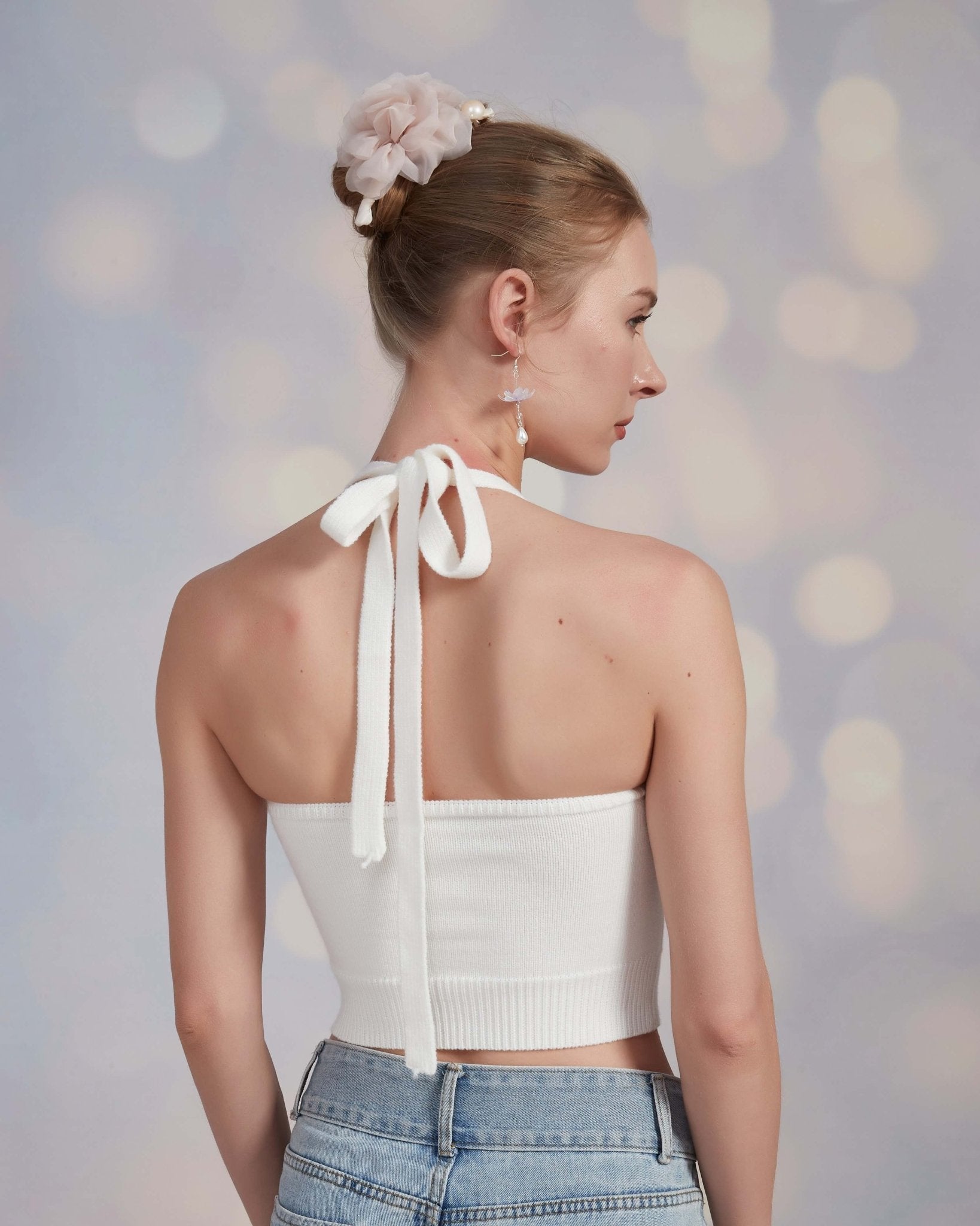 Embroidered Daisy Floral Knit Crop TopClothingJewelryBlossomuniqueflowerearringsgiftforhermothergiftdaughtergiftbirthdaygiftanniversarygift