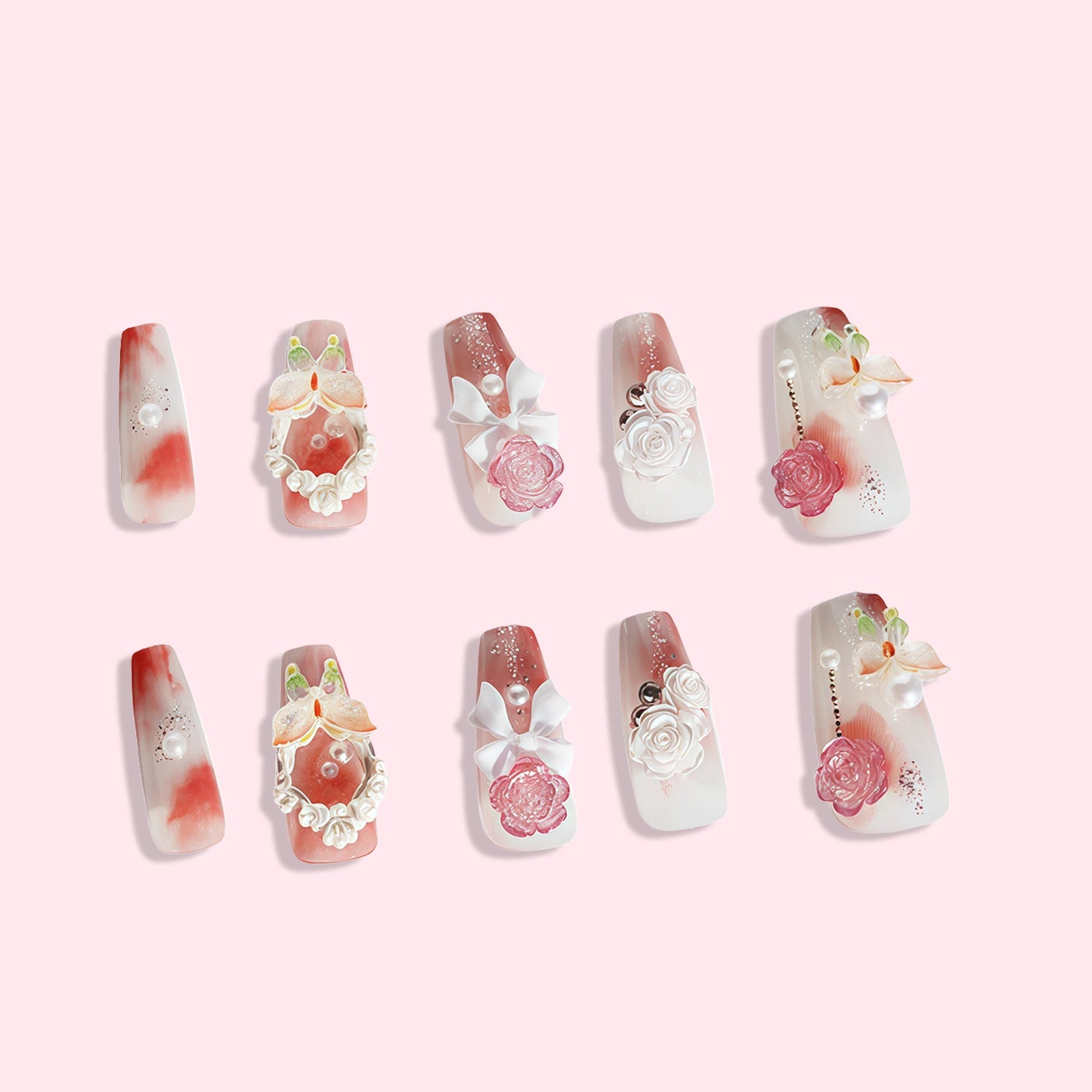 Enchanted Rose Garden Nail SetJewelryBlossomuniqueflowerearringsgiftforhermothergiftdaughtergiftbirthdaygiftanniversarygift