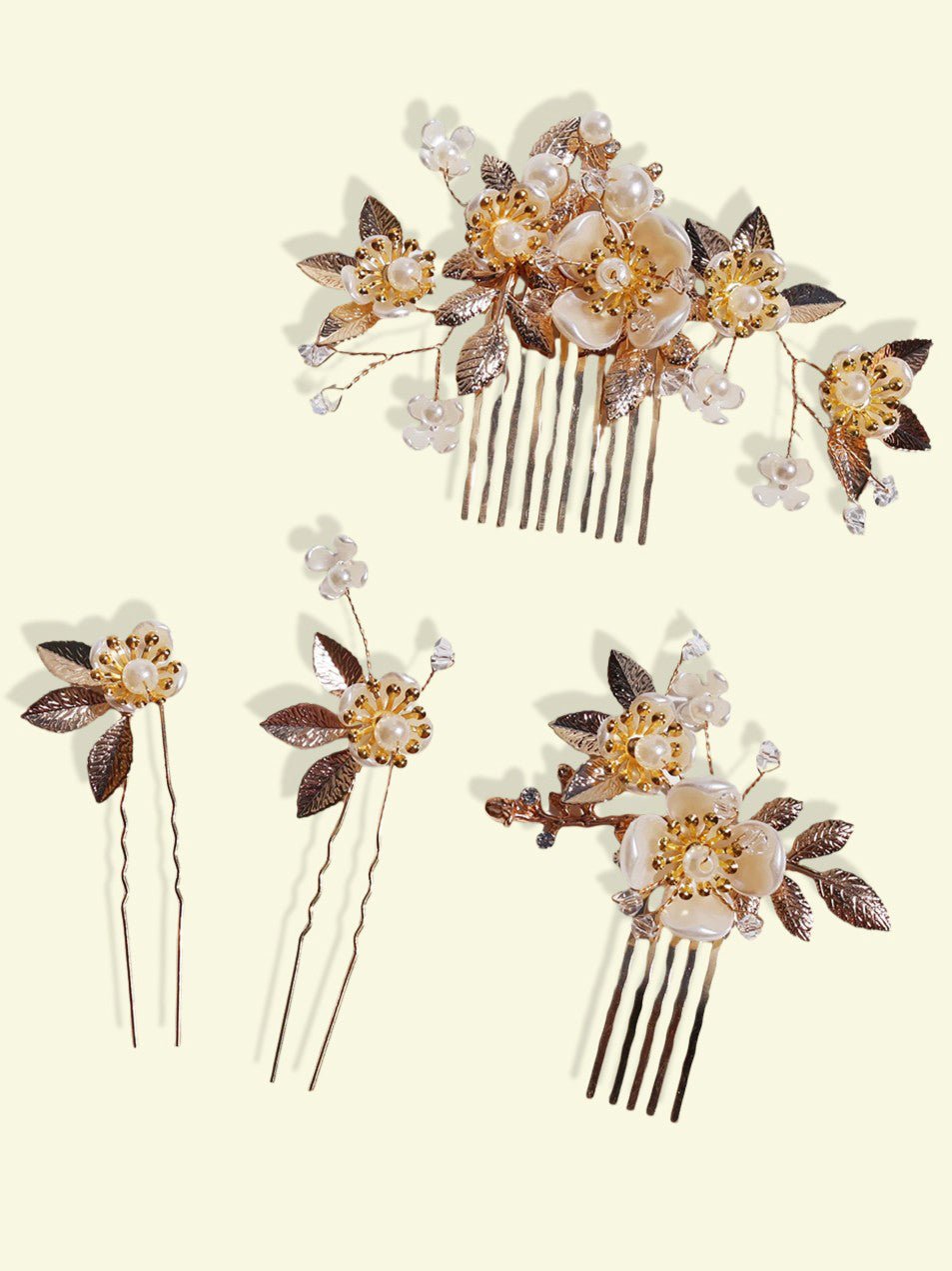 Evelyn Comb Set (4-Piece)HAIRJewelryBlossomuniqueflowerearringsgiftforhermothergiftdaughtergiftbirthdaygiftanniversarygift