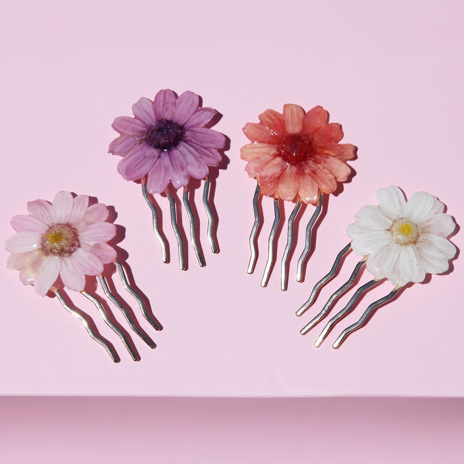 Four Color Daisy Hair Combs Set (4 Pieces)HAIRJewelryBlossomuniqueflowerearringsgiftforhermothergiftdaughtergiftbirthdaygiftanniversarygift