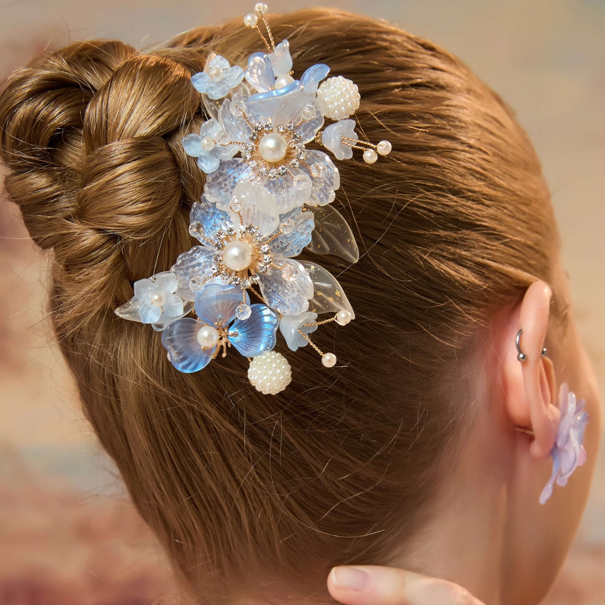 Frosted Blue Anemone Flower Hair BarretteHair ClipsJewelryBlossomuniqueflowerearringsgiftforhermothergiftdaughtergiftbirthdaygiftanniversarygift