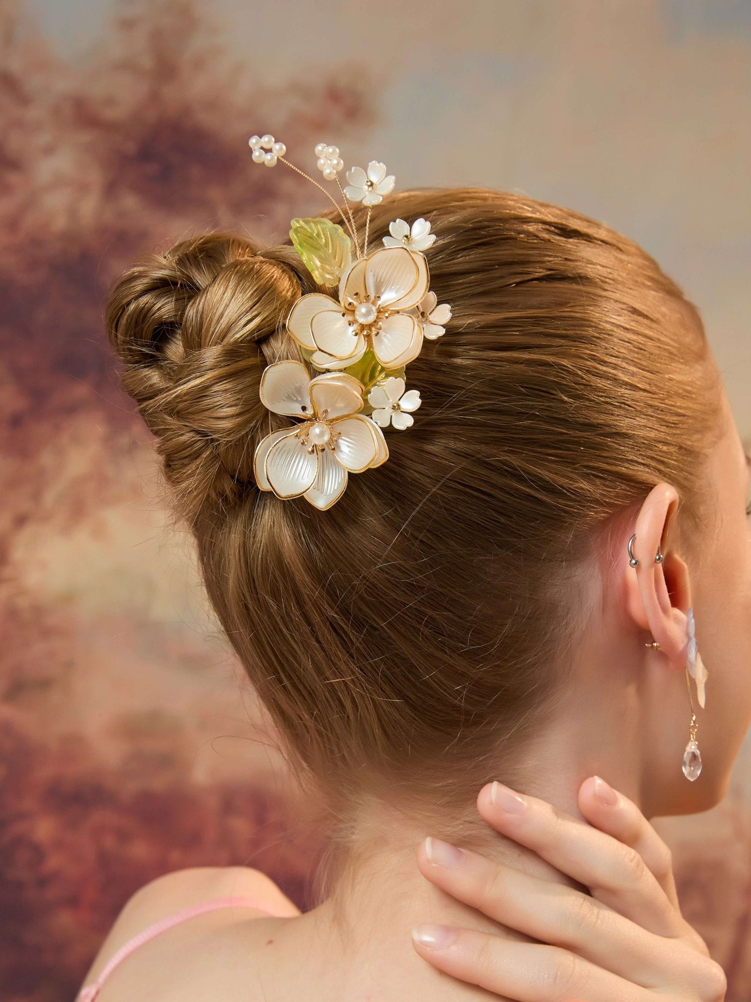 Golden Magnolia Pearl BarretteHair ClipsJewelryBlossomuniqueflowerearringsgiftforhermothergiftdaughtergiftbirthdaygiftanniversarygift