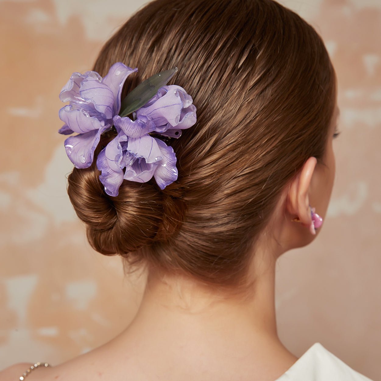 Iris Flower Hair Barrette ClipHair ClipsJewelryBlossomuniqueflowerearringsgiftforhermothergiftdaughtergiftbirthdaygiftanniversarygift