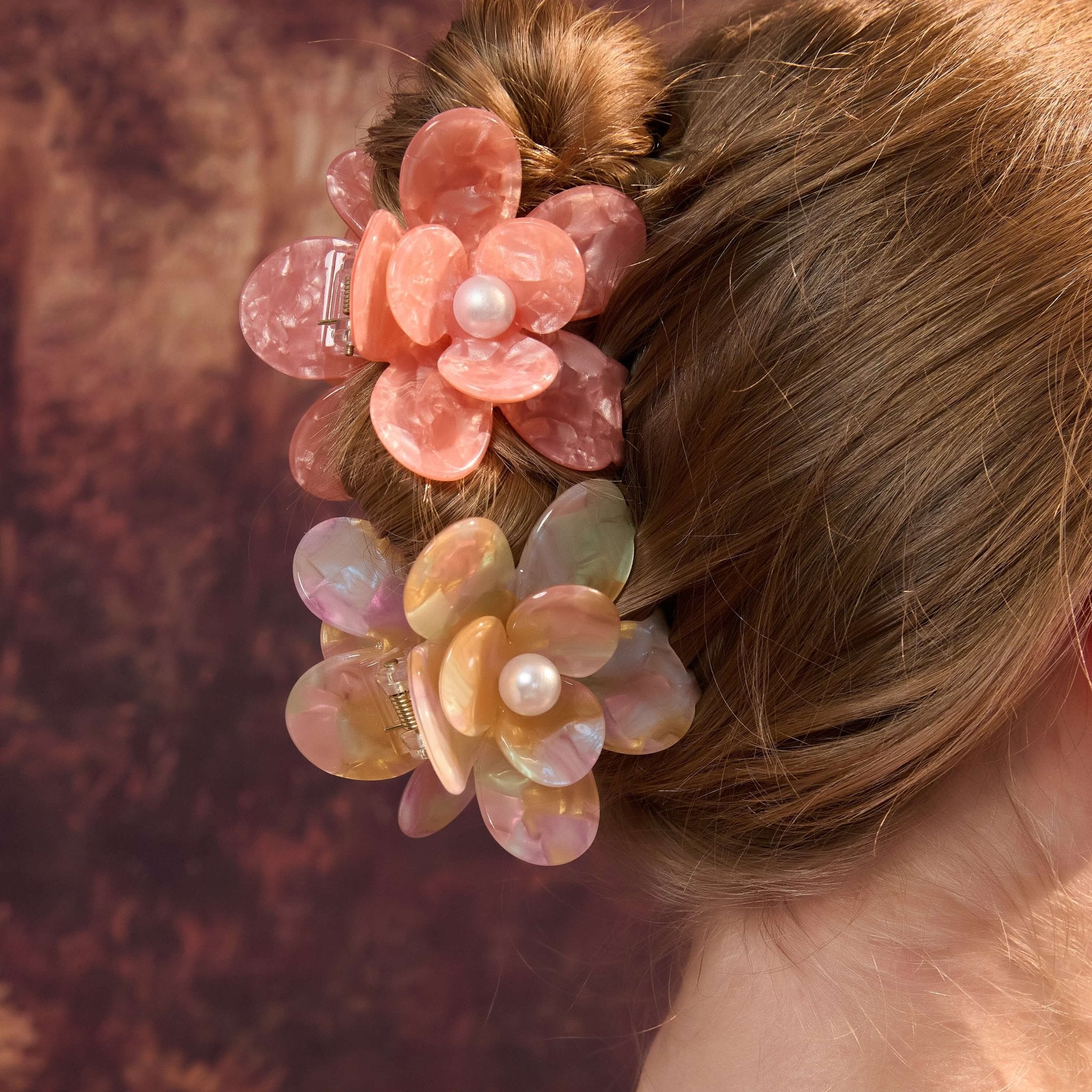 Jasimine Pearl Bloom Hair Claw Duo (2 Pieces)hair clawsJewelryBlossomuniqueflowerearringsgiftforhermothergiftdaughtergiftbirthdaygiftanniversarygift