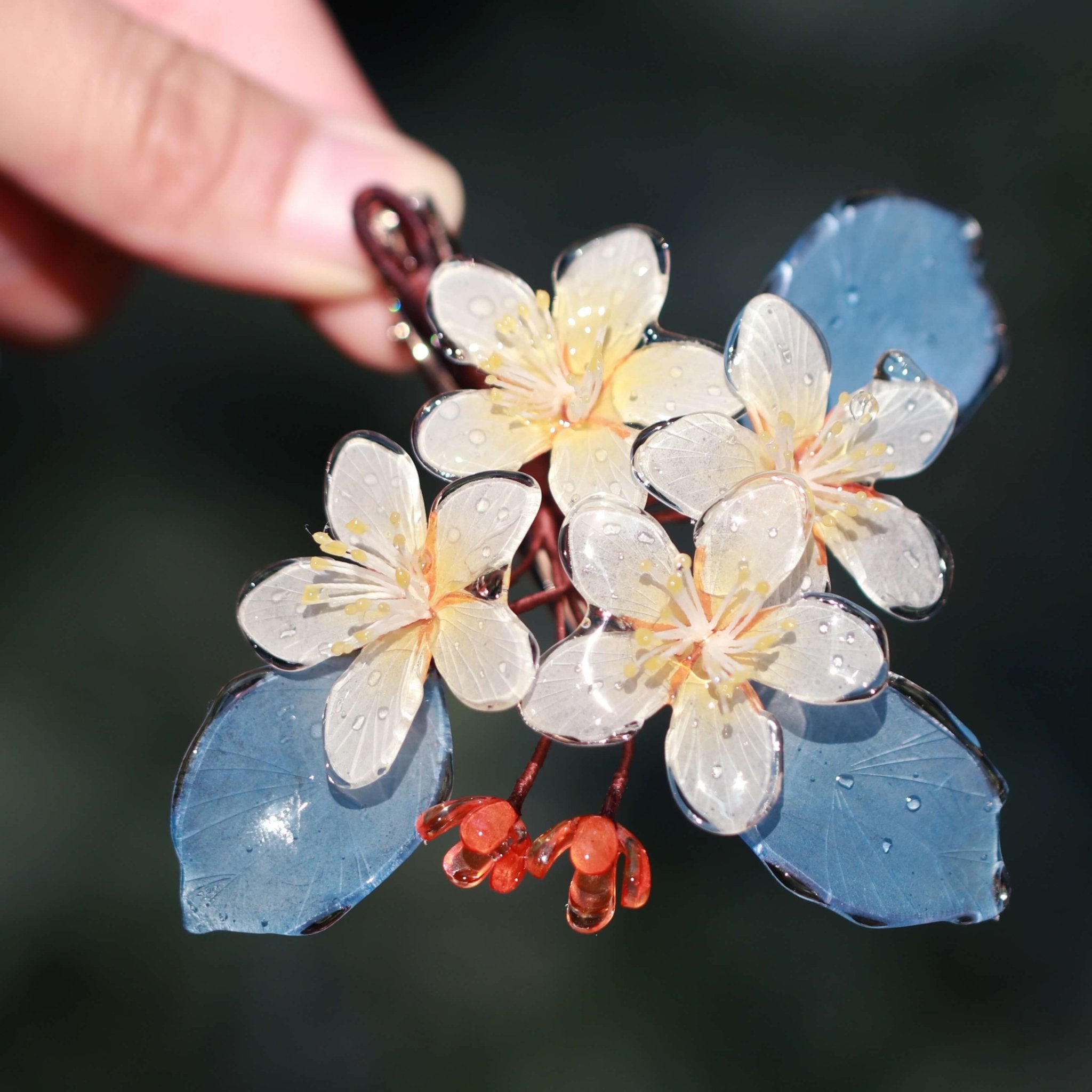 Jasmine Flower Red Hawnthorn Hair ClipHair ClipsJewelryBlossomuniqueflowerearringsgiftforhermothergiftdaughtergiftbirthdaygiftanniversarygift