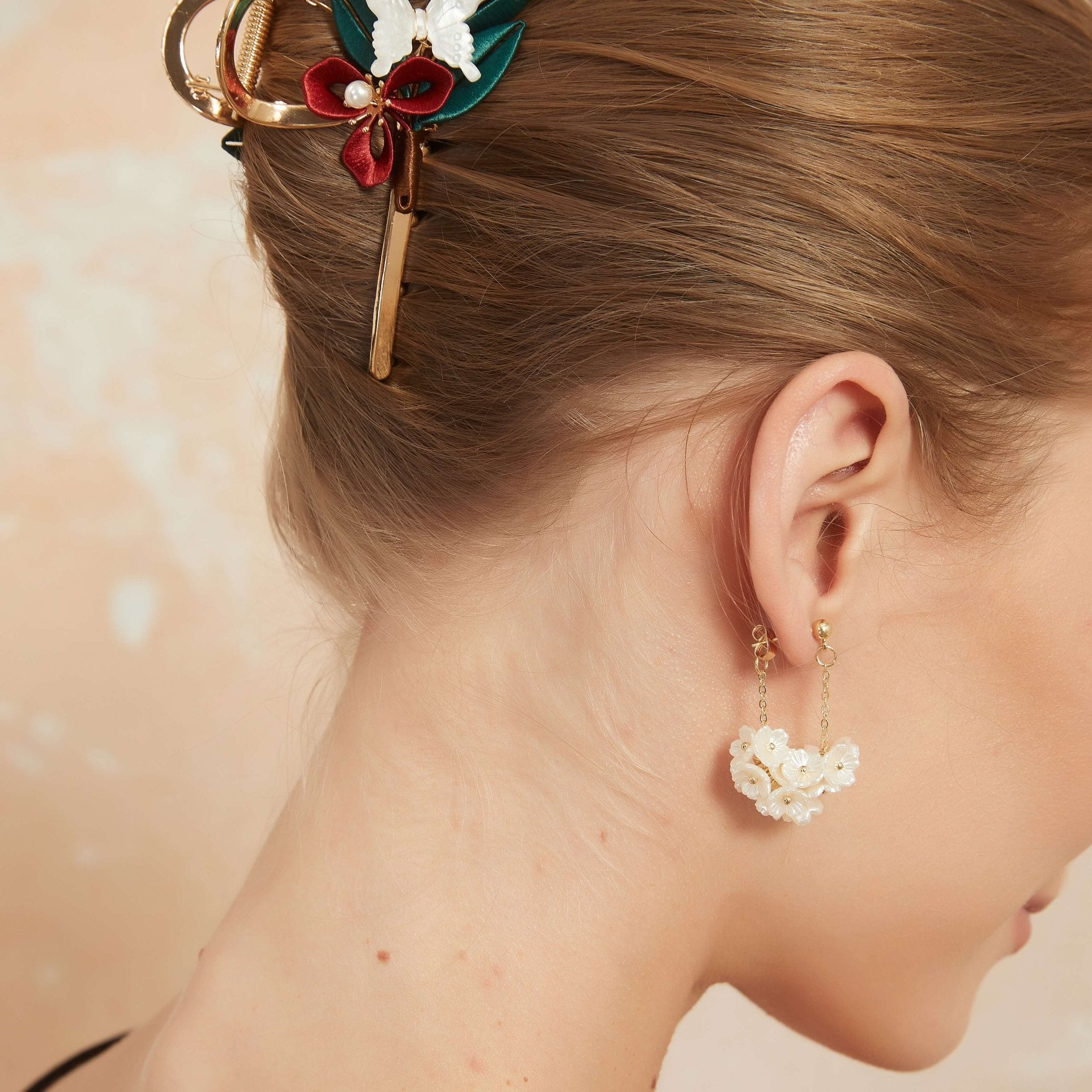 Jasmine Garden Chain Drop EarringsEarringsJewelryBlossomuniqueflowerearringsgiftforhermothergiftdaughtergiftbirthdaygiftanniversarygift