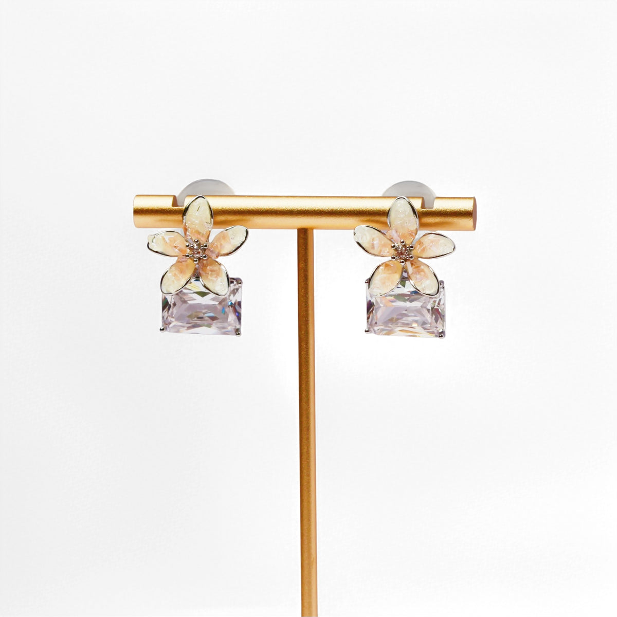 Honey Jasmine Emerald-Cut Crystal Earrings