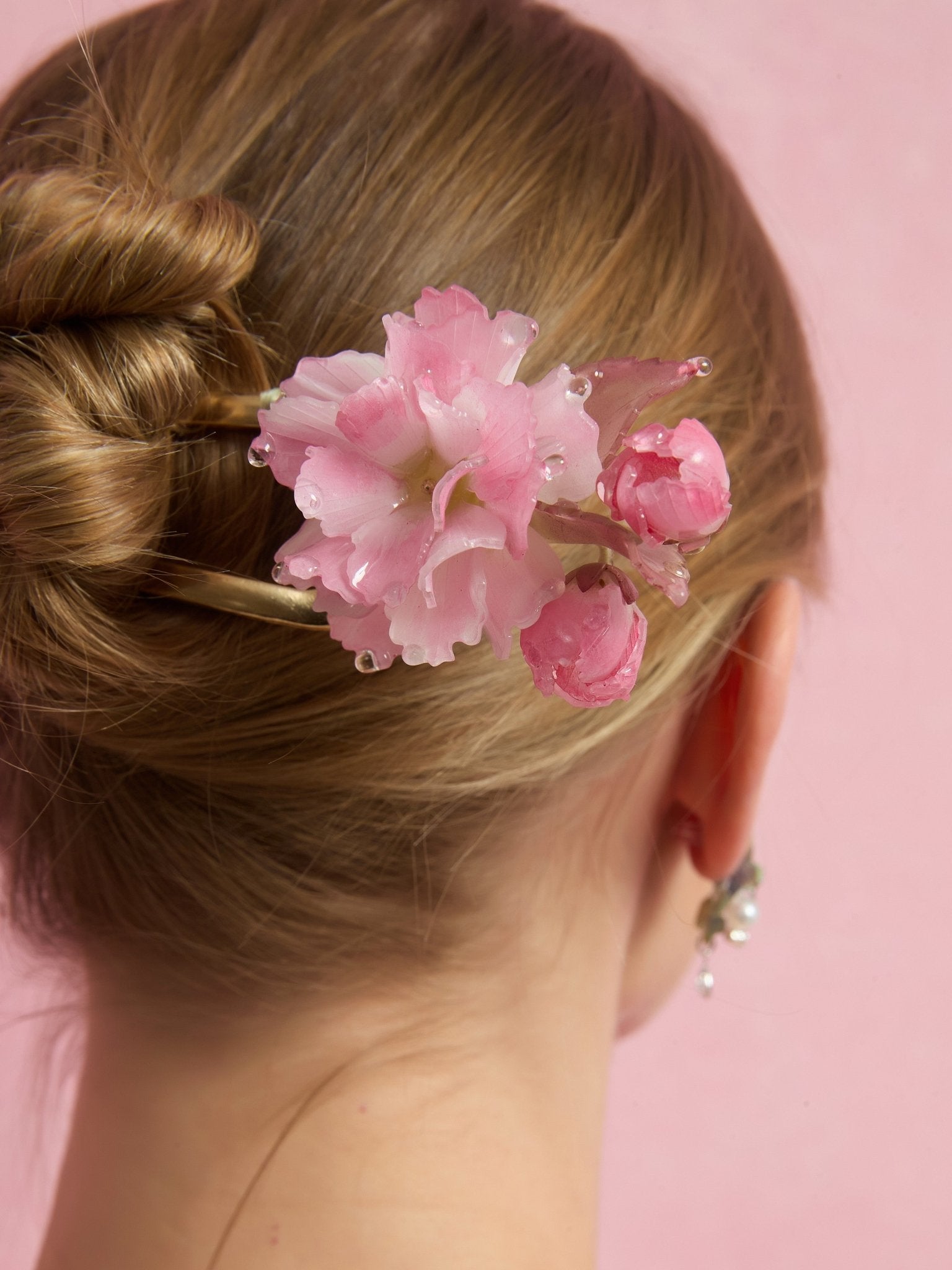 Kanzan Cherry Blossom French PinHAIRJewelryBlossomuniqueflowerearringsgiftforhermothergiftdaughtergiftbirthdaygiftanniversarygift