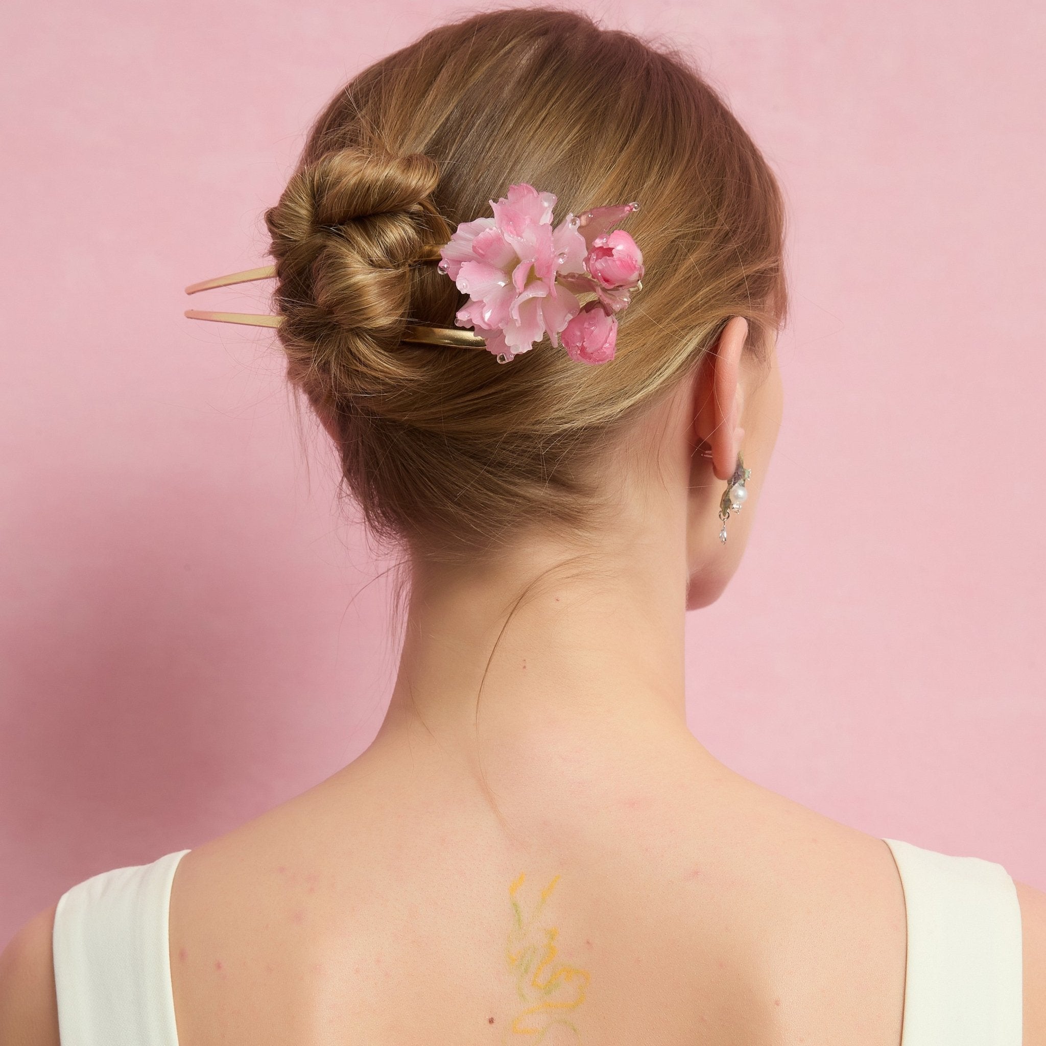 Kanzan Cherry Blossom French PinHAIRJewelryBlossomuniqueflowerearringsgiftforhermothergiftdaughtergiftbirthdaygiftanniversarygift