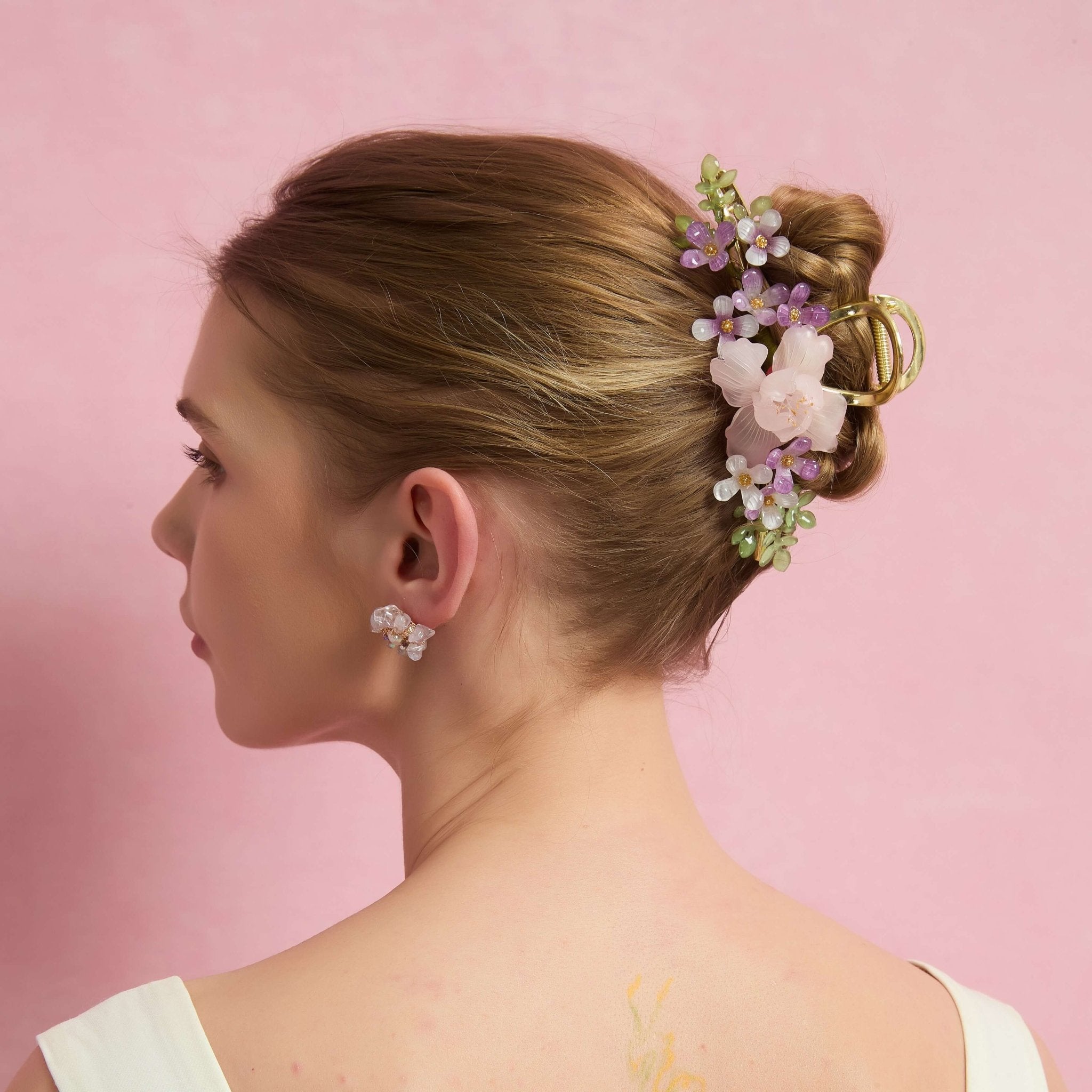 Lavendar Peony Garden Hair Clawhair clawsJewelryBlossomuniqueflowerearringsgiftforhermothergiftdaughtergiftbirthdaygiftanniversarygift