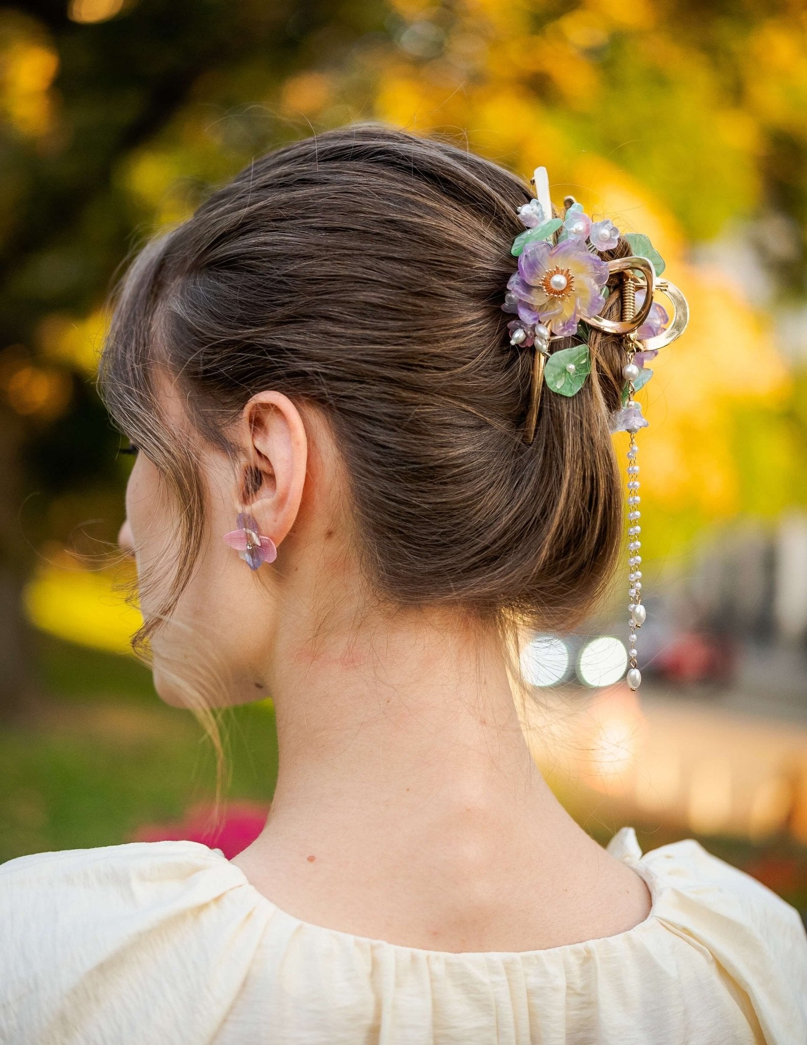 Lavender Peony Hair Clawhair clawsJewelryBlossomuniqueflowerearringsgiftforhermothergiftdaughtergiftbirthdaygiftanniversarygift