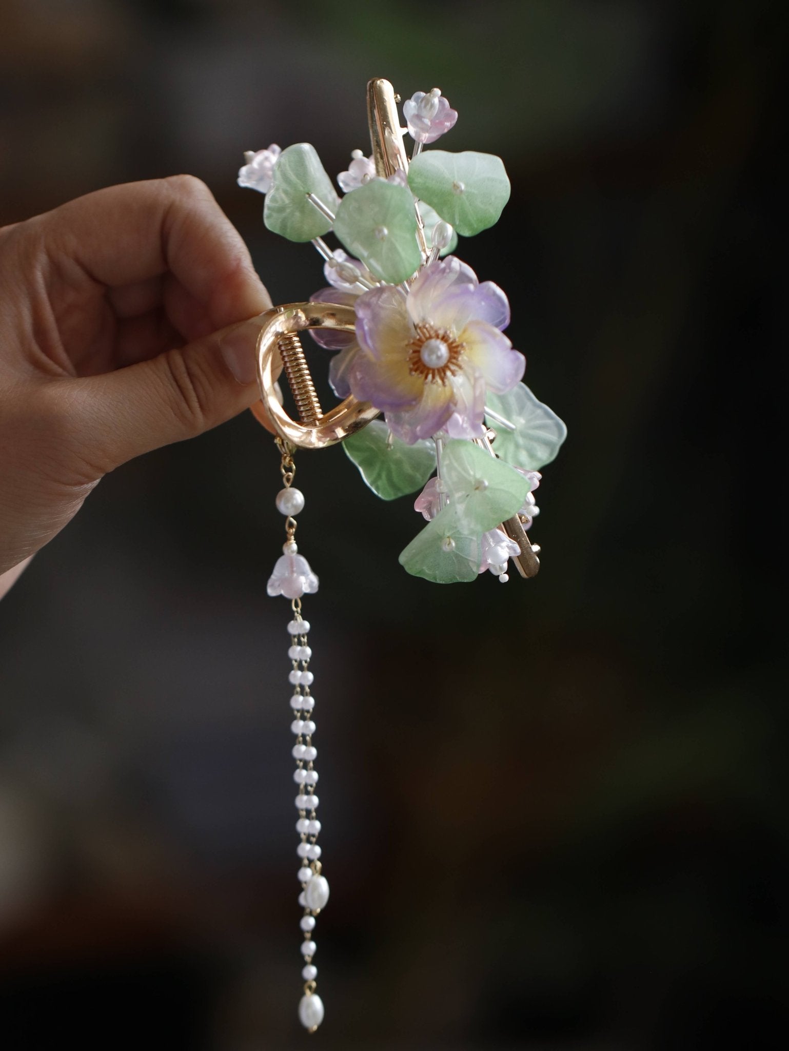 Lavender Peony Hair Clawhair clawsJewelryBlossomuniqueflowerearringsgiftforhermothergiftdaughtergiftbirthdaygiftanniversarygift