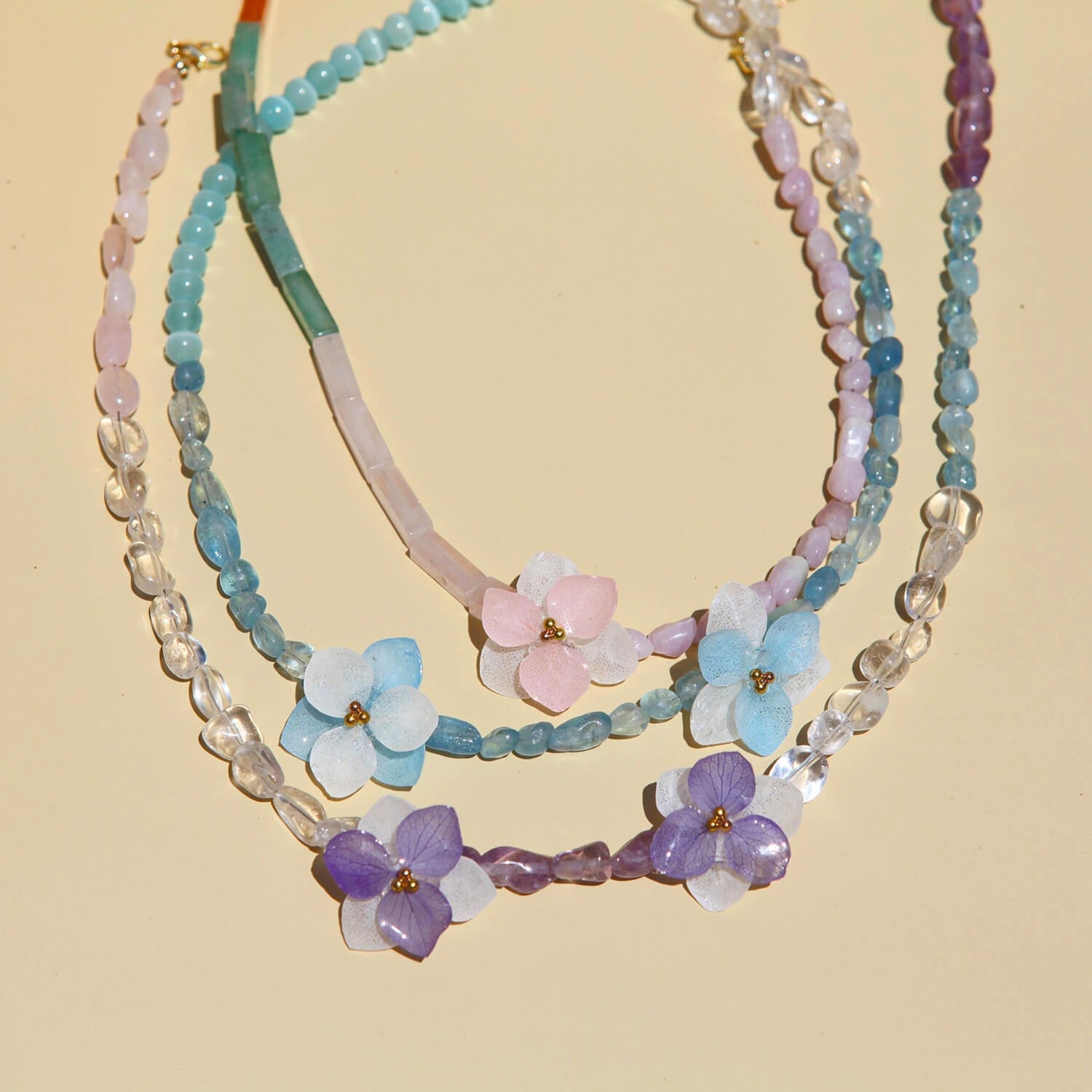 Layered Real Flower Charm Crystal NecklacesNecklaceJewelryBlossomuniqueflowerearringsgiftforhermothergiftdaughtergiftbirthdaygiftanniversarygift