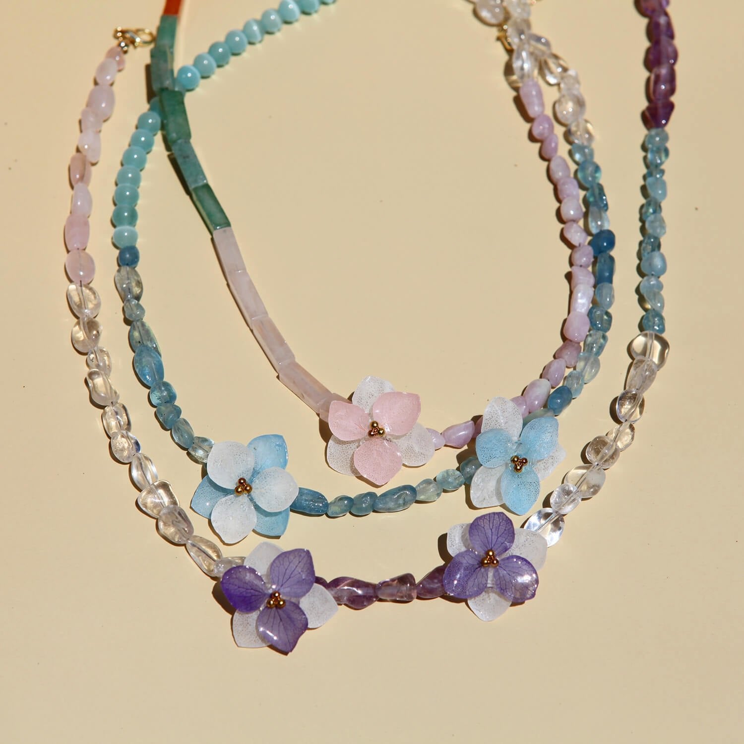 Layered Real Flower Charm Crystal NecklacesNecklaceJewelryBlossomuniqueflowerearringsgiftforhermothergiftdaughtergiftbirthdaygiftanniversarygift