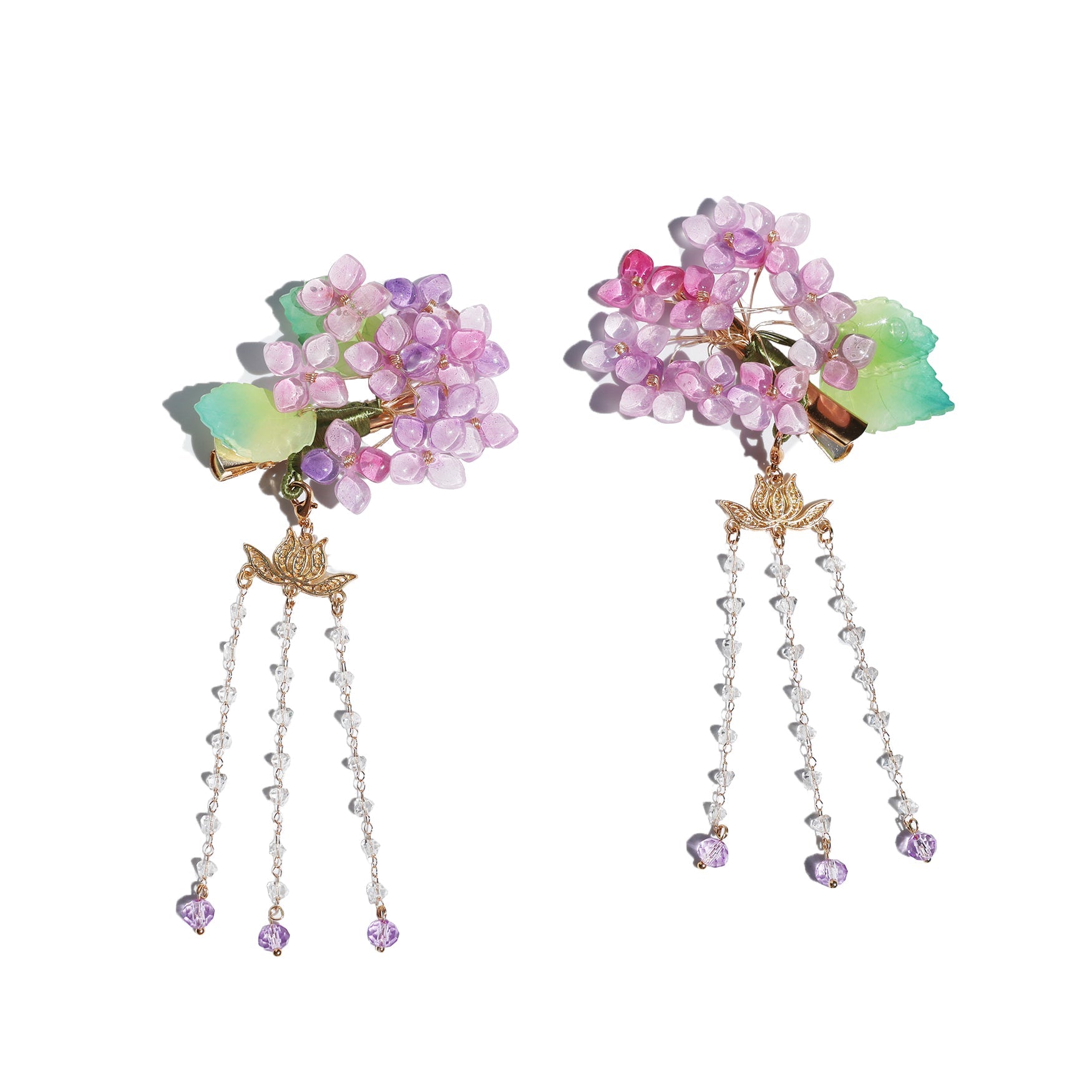 Lilac Hydrangea Tassel Hair Clips (2-Piece Set)Hair ClipsJewelryBlossomuniqueflowerearringsgiftforhermothergiftdaughtergiftbirthdaygiftanniversarygift