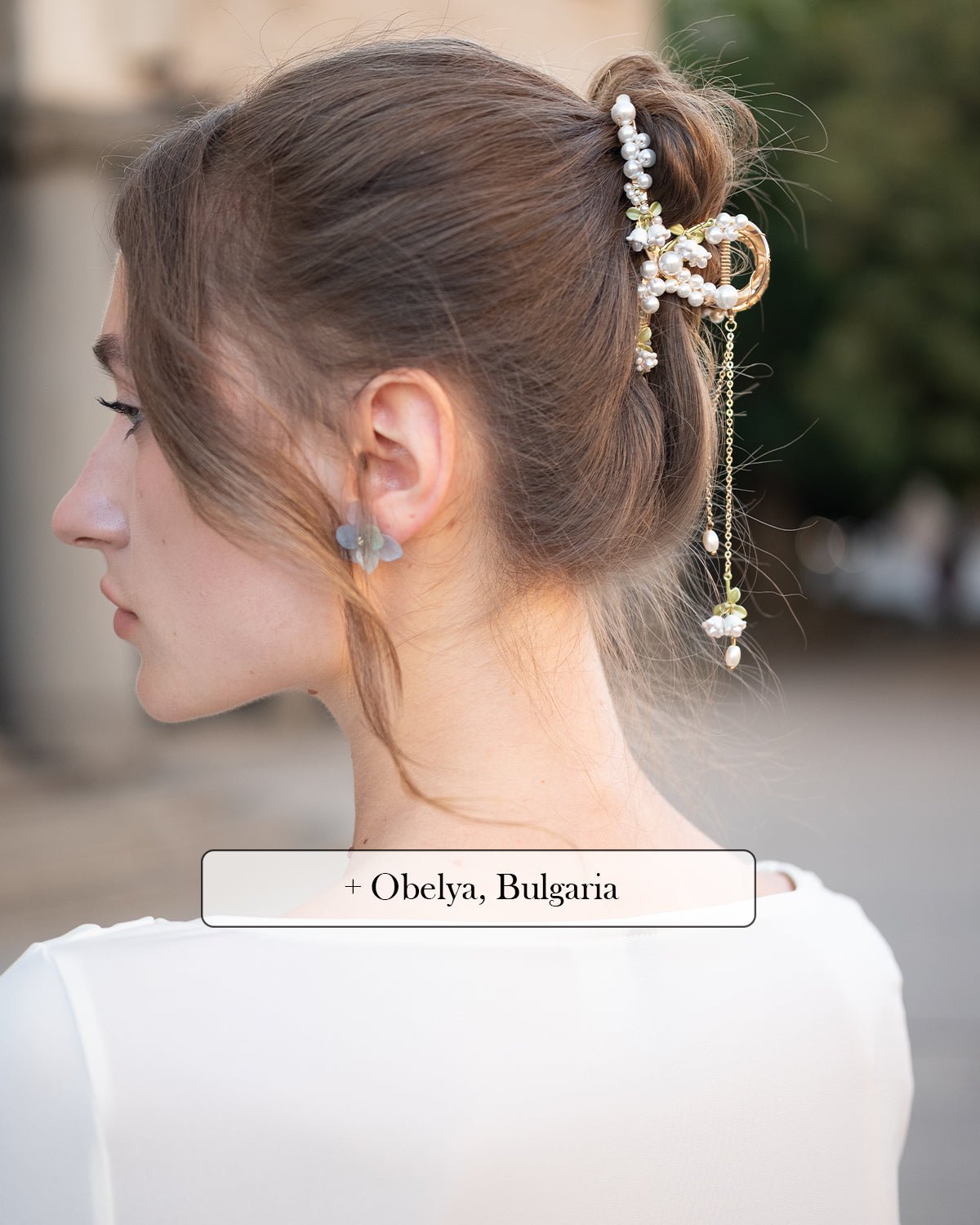 Lily of Valley Pearl Garden Hair Clawhair clawsJewelryBlossomuniqueflowerearringsgiftforhermothergiftdaughtergiftbirthdaygiftanniversarygift